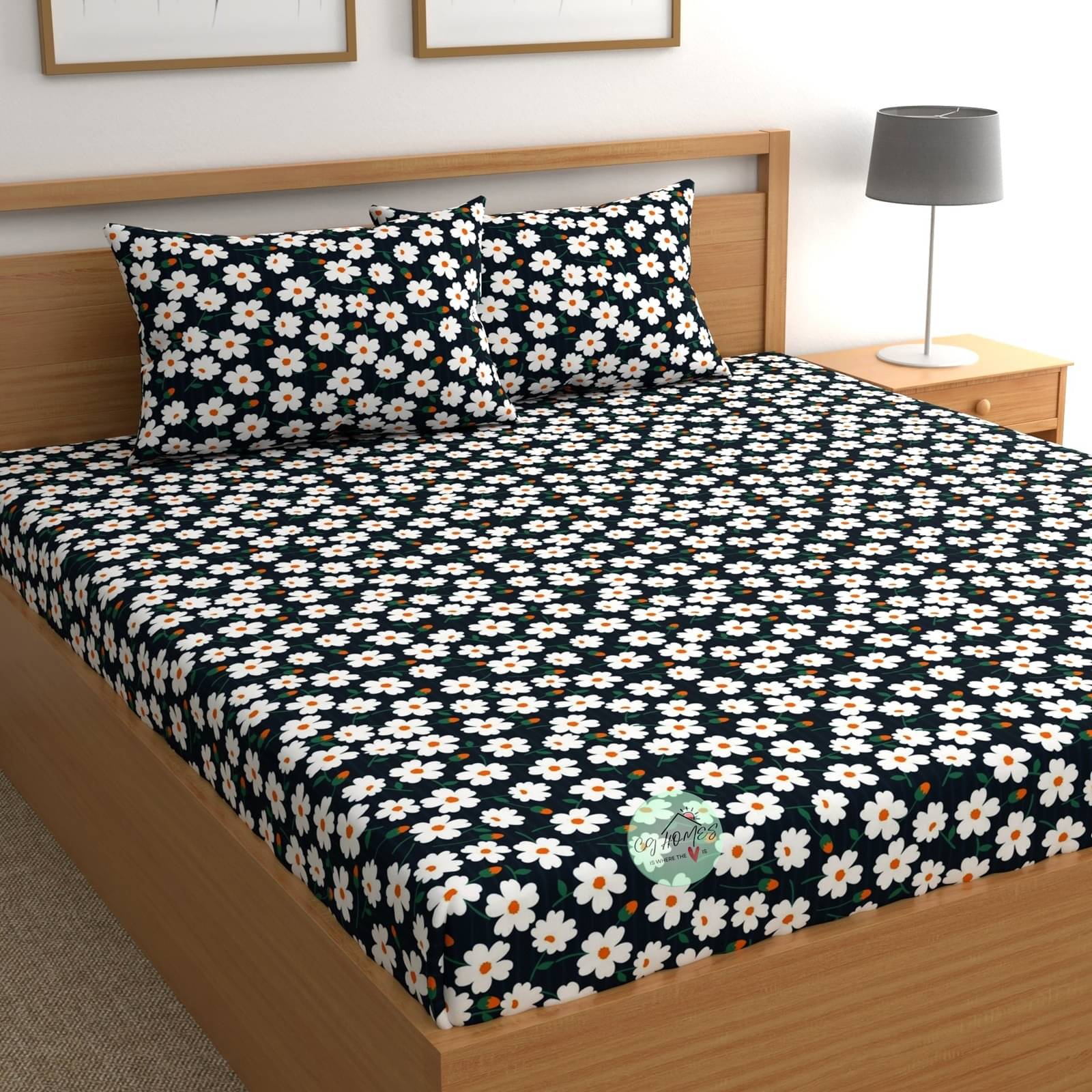     			CG HOMES Microfiber 1 Double Bedsheet with 2 Pillow Covers ( Blue )