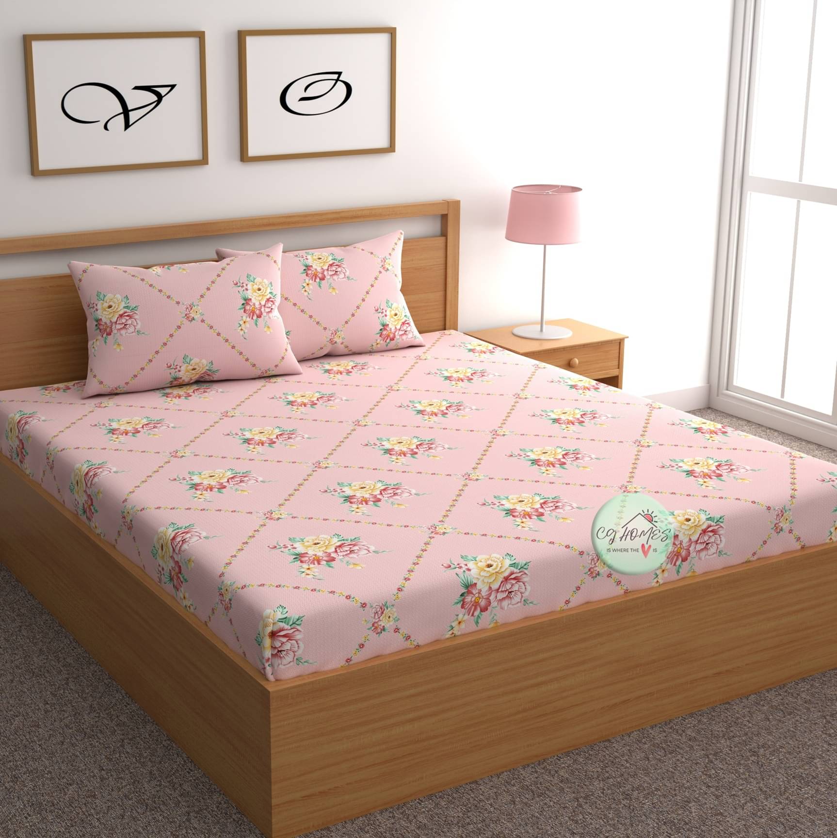 CG HOMES Microfiber 1 Double Bedsheet with 2 Pillow Covers ( Pink )     			CG HOMES Microfiber 1 Double Bedsheet with 2 Pillow Covers ( Pink )