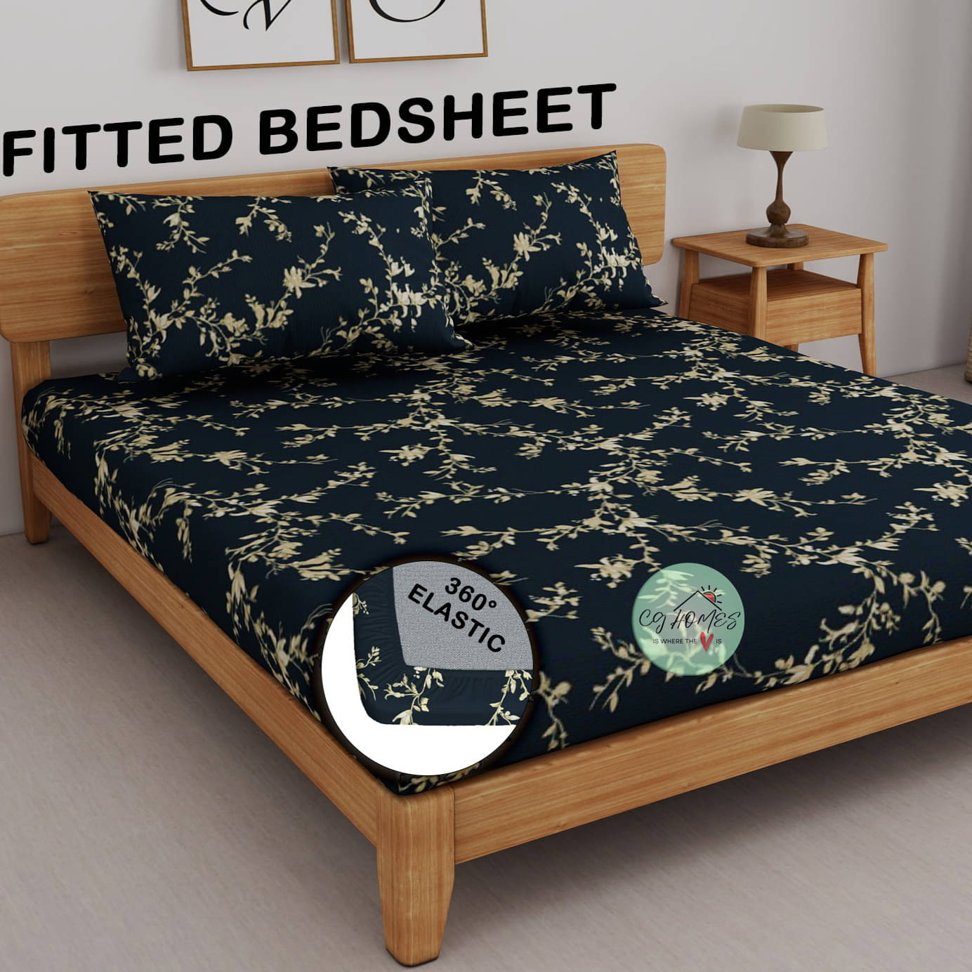 CG HOMES Microfibre Floral Fitted Fitted bedsheet with 2 Pillow Covers ( Double Bed ) - Blue CG HOMES Microfibre Floral Fitted Fitted bedsheet with 2 Pillow Covers ( Double Bed ) - Blue