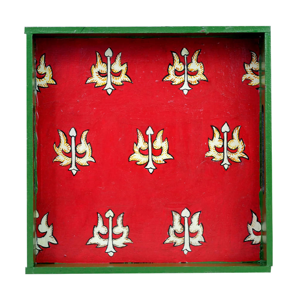 Decorative Multipurpose Tray by Penkraft - Exclusively hand-painted in Kalamkari art Decorative Multipurpose Tray by Penkraft - Exclusively hand-painted in Kalamkari art