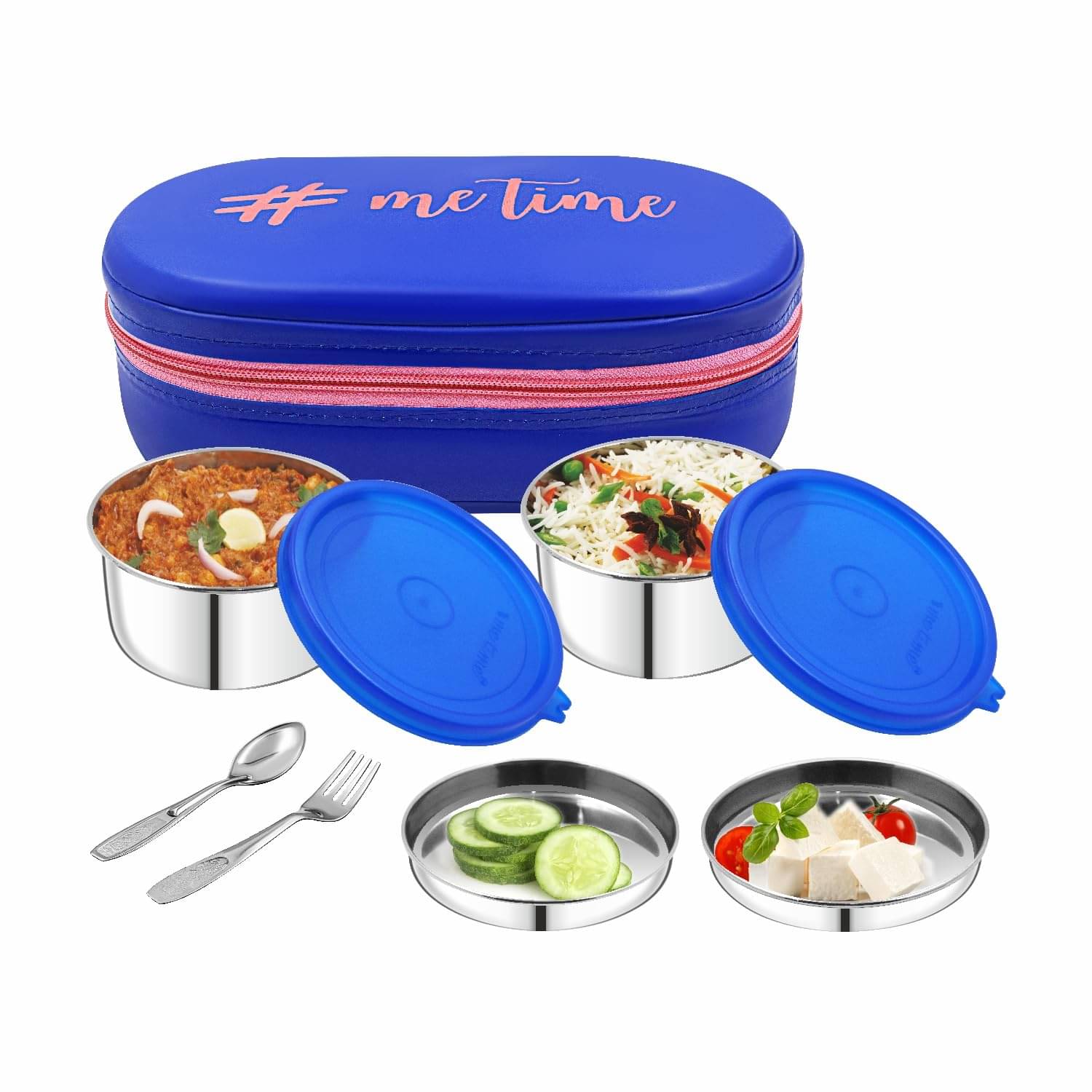     			Dynore Lunch box /Tiffin with bag Stainless Steel Lunch Box 2 - Container ( Pack of 5 )
