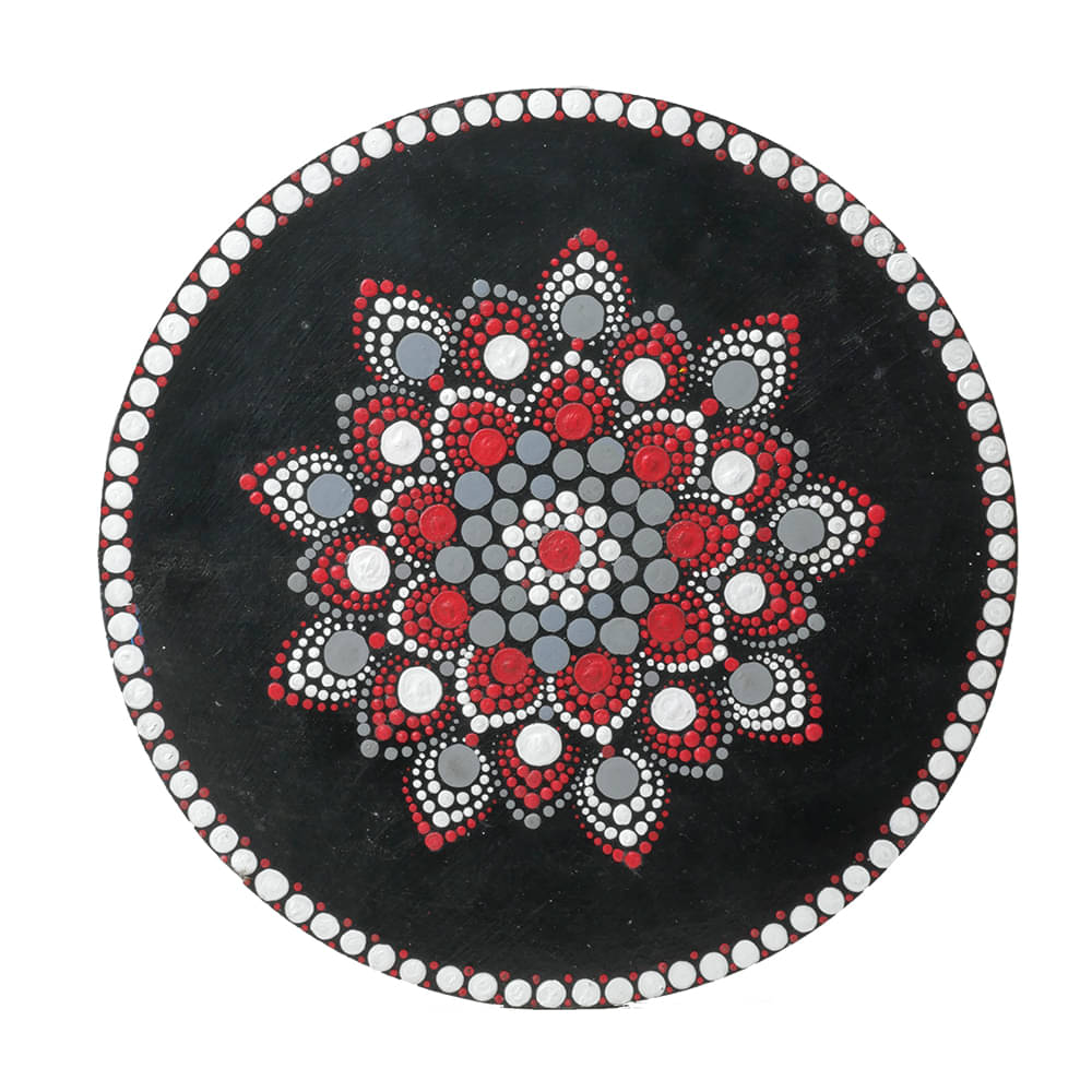     			Exclusively hand-painted  Dot Mandala art on Round MDF -1 by  Penkraft