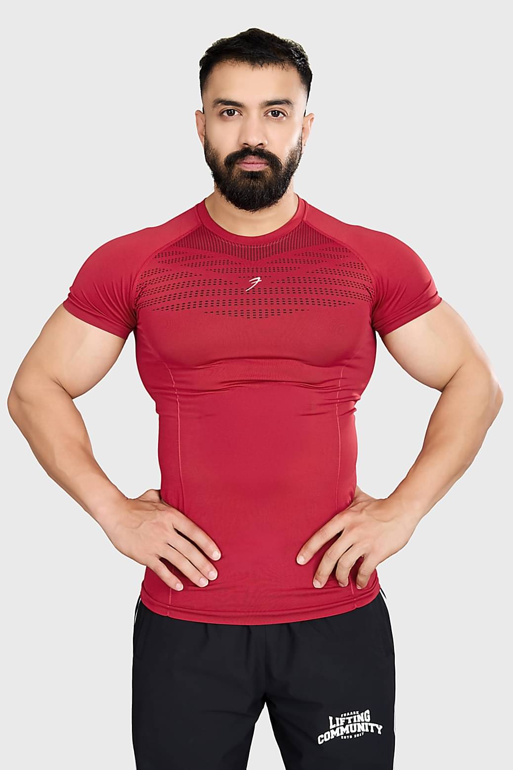     			Fuaark Red Nylon Slim Fit Men's Compression T-Shirt ( Pack of 1 )