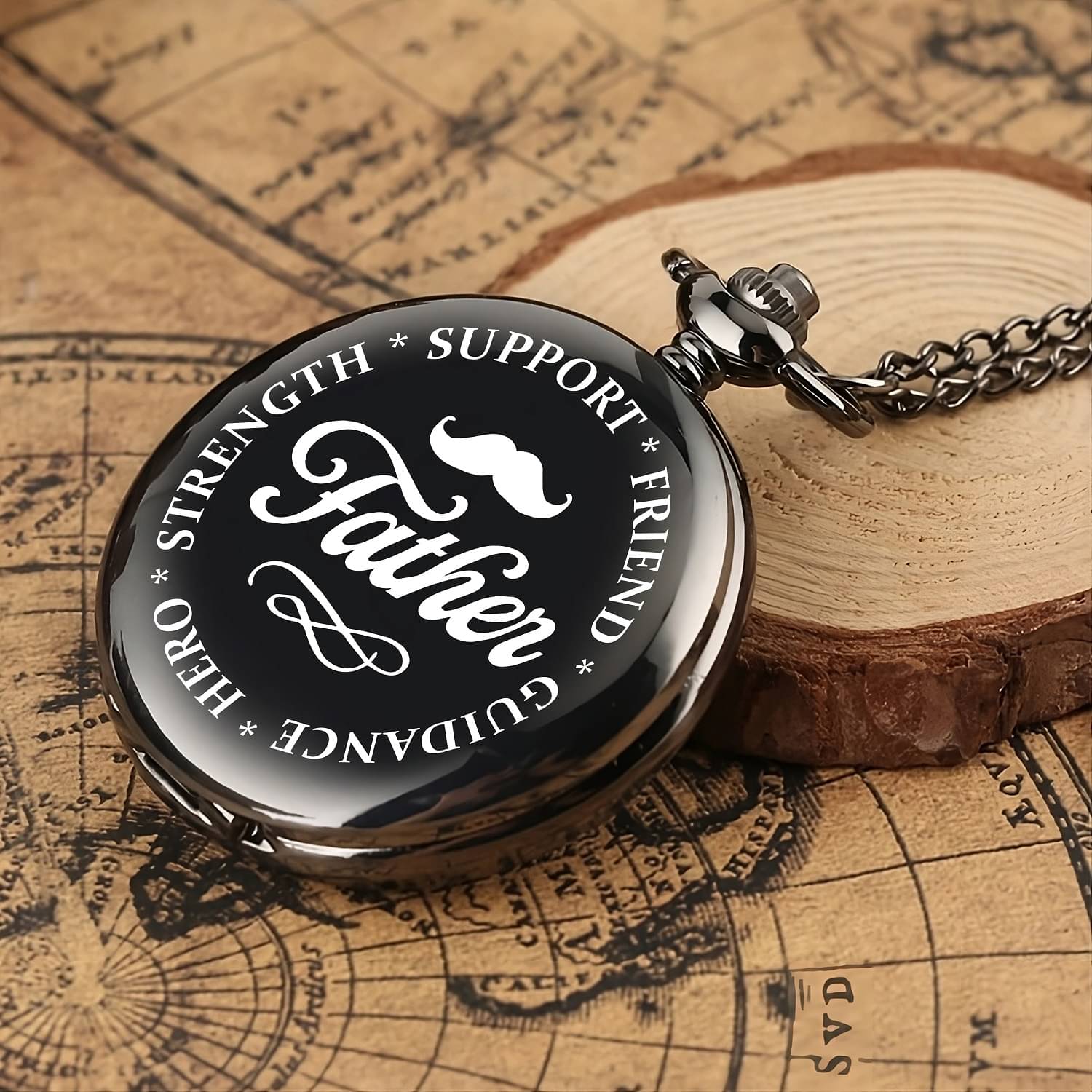 Black Pocket Watch Keychain for Dad Father Day Gift Stylish Black Timepiece Key Chain     			Black Pocket Watch Keychain for Dad Father Day Gift Stylish Black Timepiece Key Chain