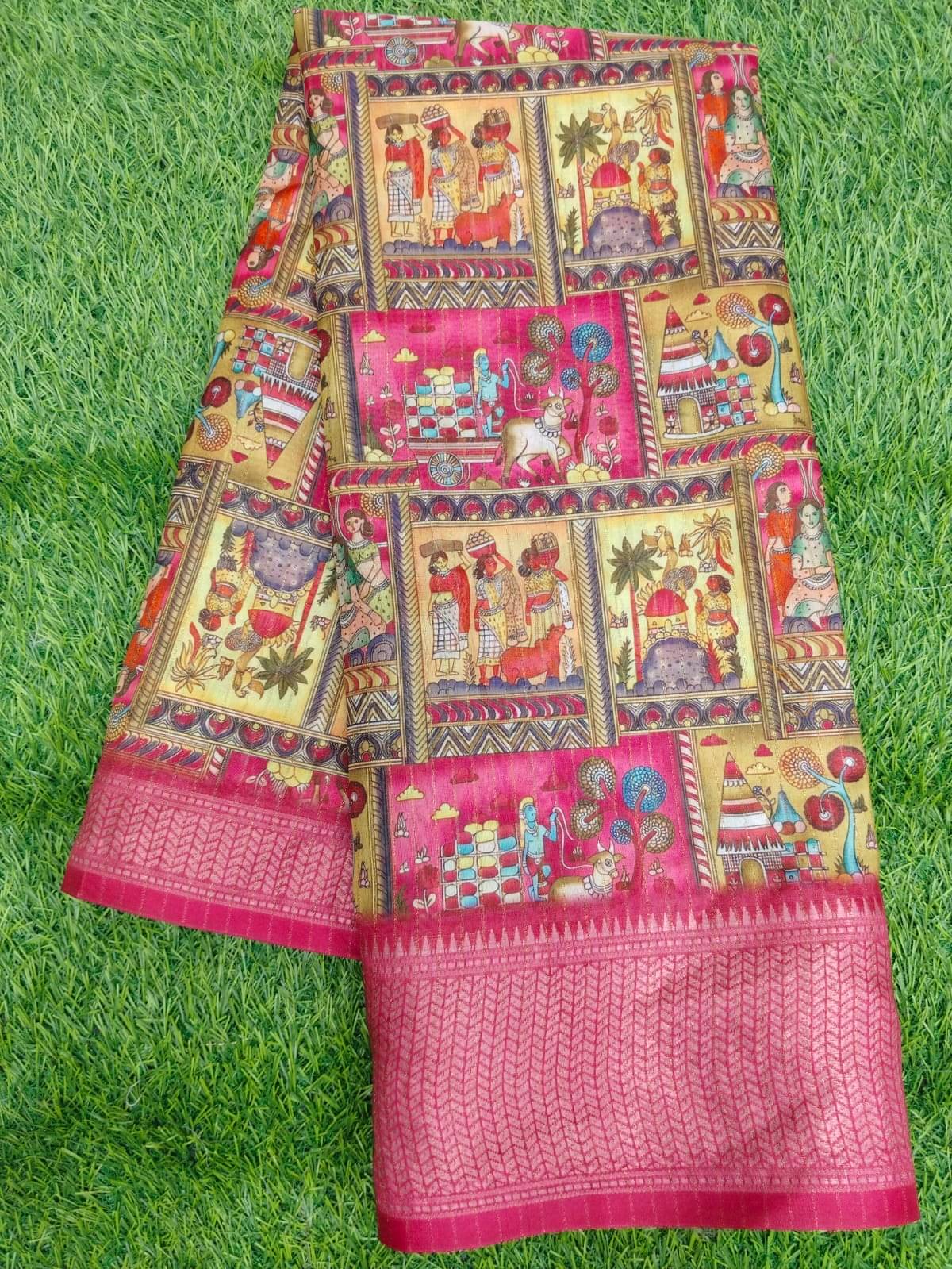 Gullak Art Silk Printed Phulkari saree With Unstitched Blouse Piece ( Multicolor ) Gullak Art Silk Printed Phulkari saree With Unstitched Blouse Piece ( Multicolor )
