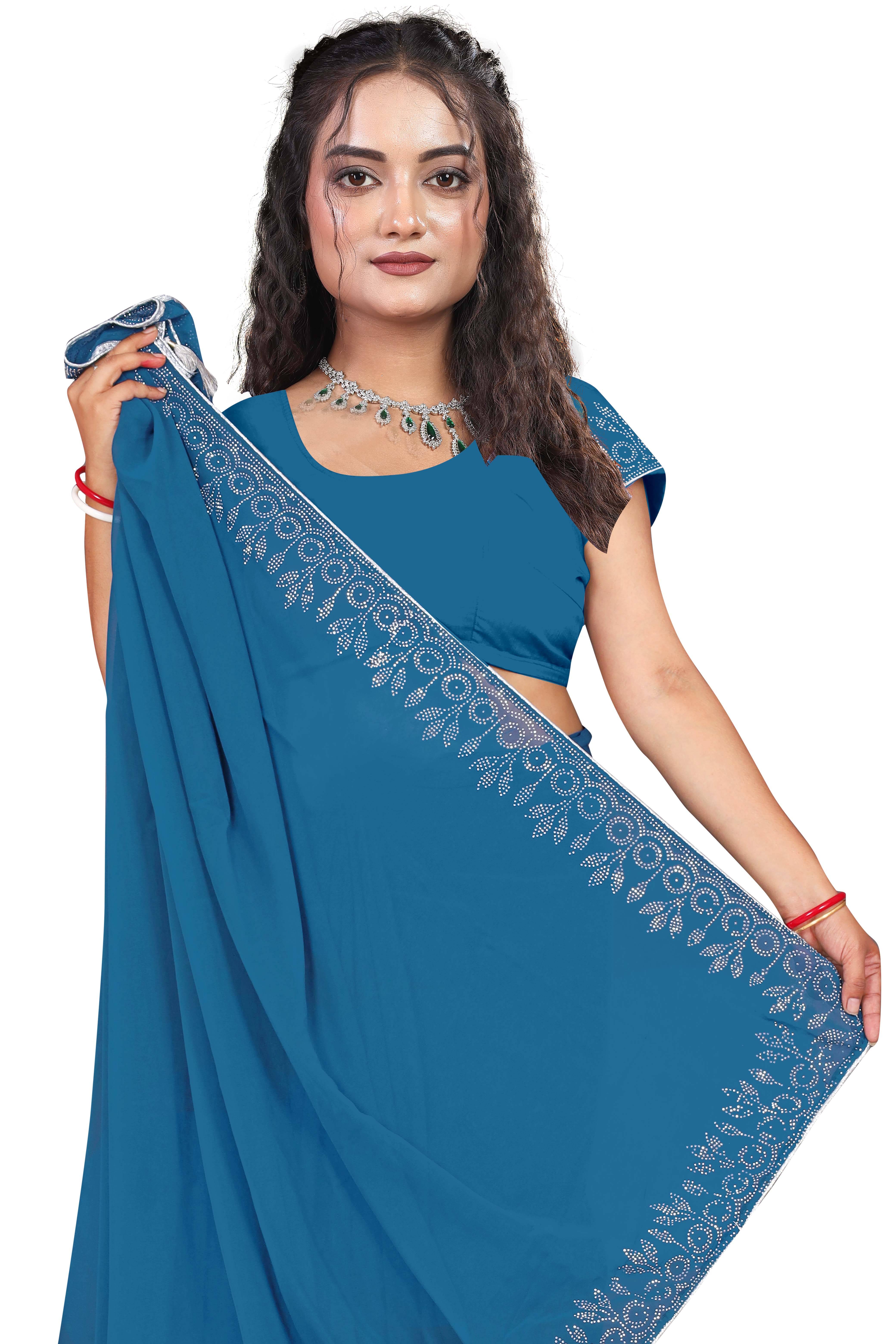 Gullak Georgette Embellished Banarasi saree With Unstitched Blouse Piece ( Green ) Gullak Georgette Embellished Banarasi saree With Unstitched Blouse Piece ( Green )