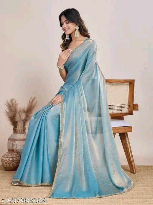     			Gullak Nylon Dyed Banarasi saree With Unstitched Blouse Piece ( Blue )