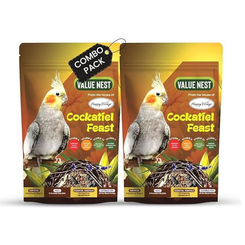     			Happy Wings Value Nest Cockatiel Feast Mix Seed for Cinnamon, Bronzefallow, Lutino Cockatiels - (500gm x 2) Pack | Premium Seed Blend | Complete Balanced bird food Mix | Bird Food for All Life Stages