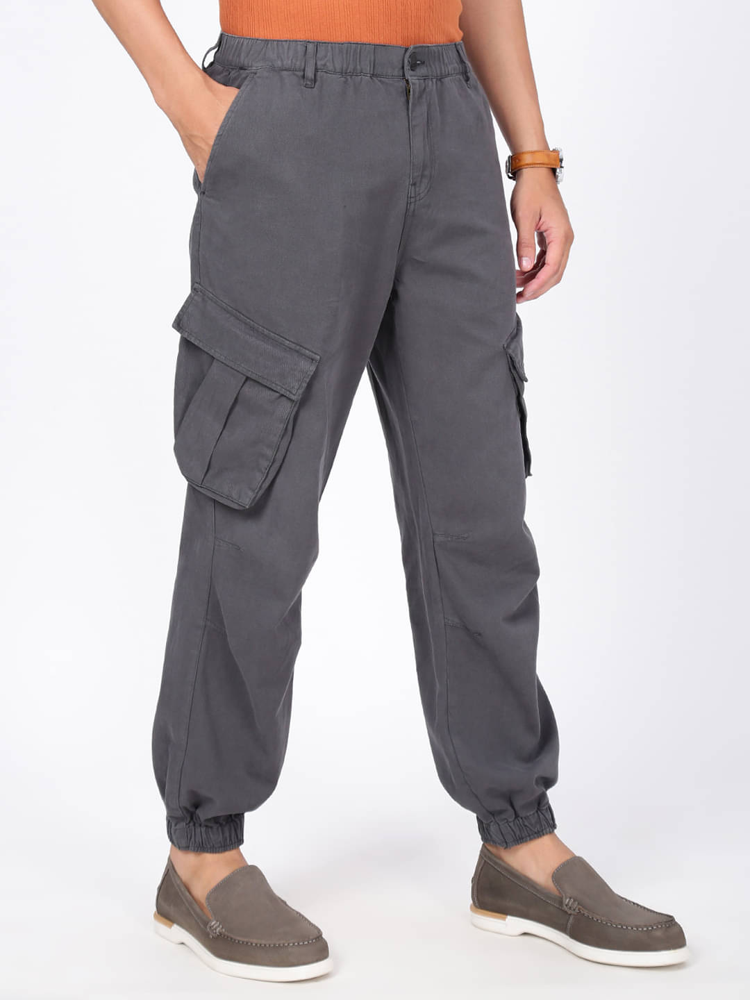     			IVOC Relax Flat Men's Cargos - Grey ( Pack of 1 )