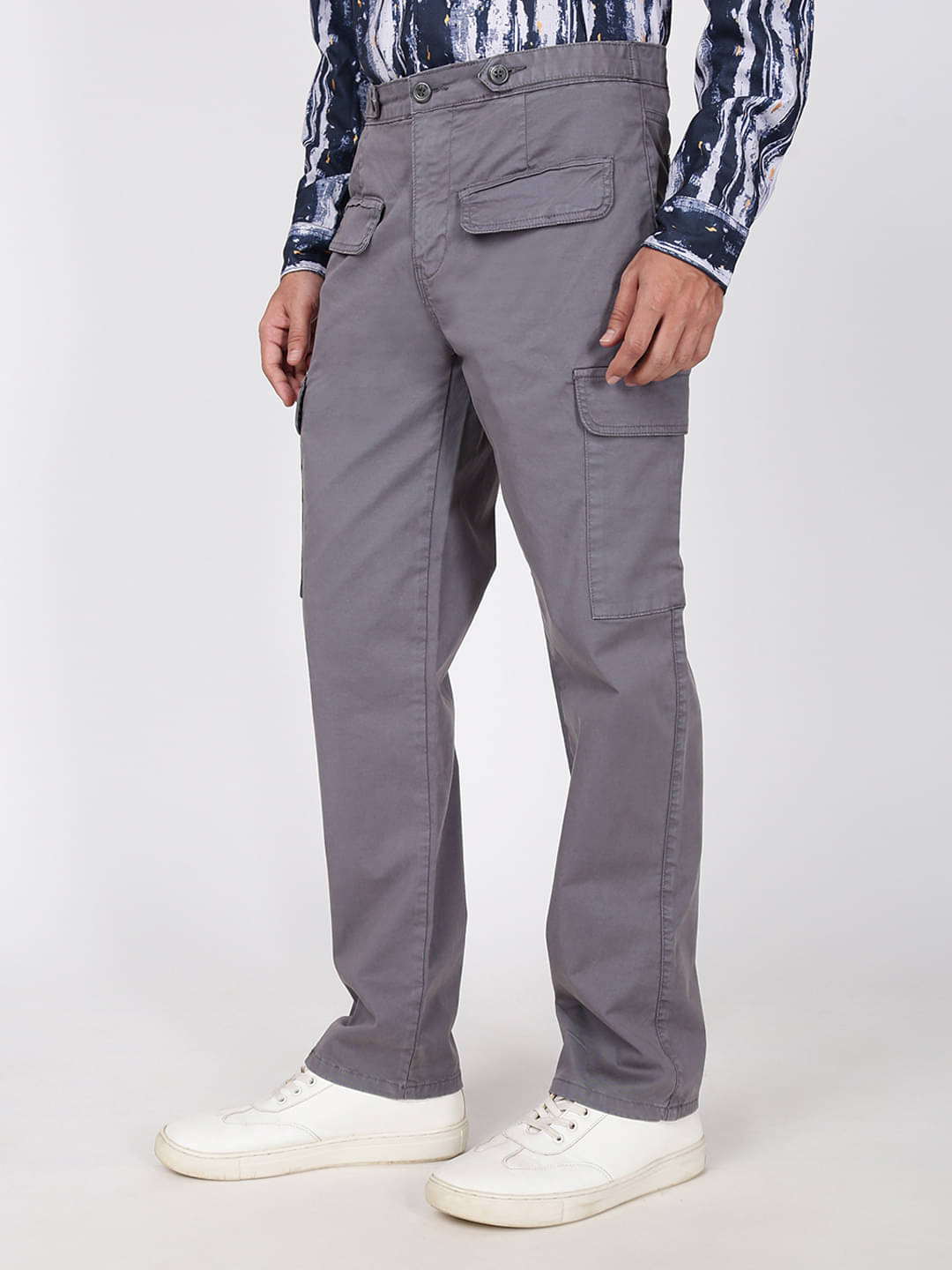     			IVOC Relax Flat Men's Cargos - Grey ( Pack of 1 )