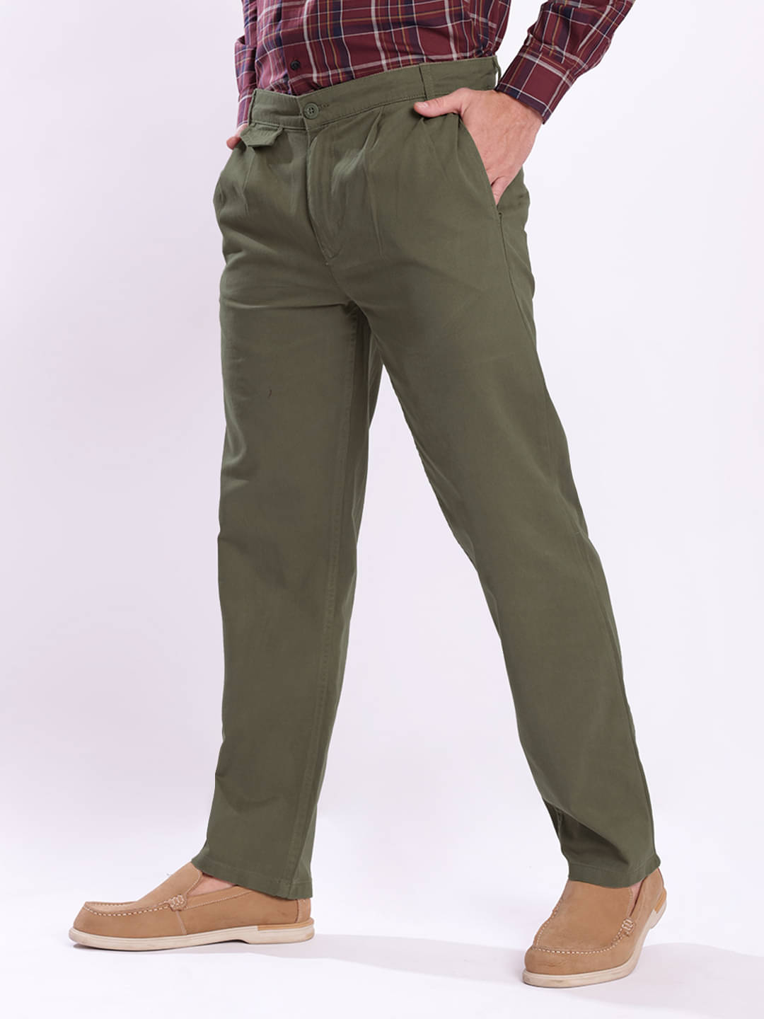     			IVOC Relax Pleated Men's Trouser - Olive ( Pack of 1 )