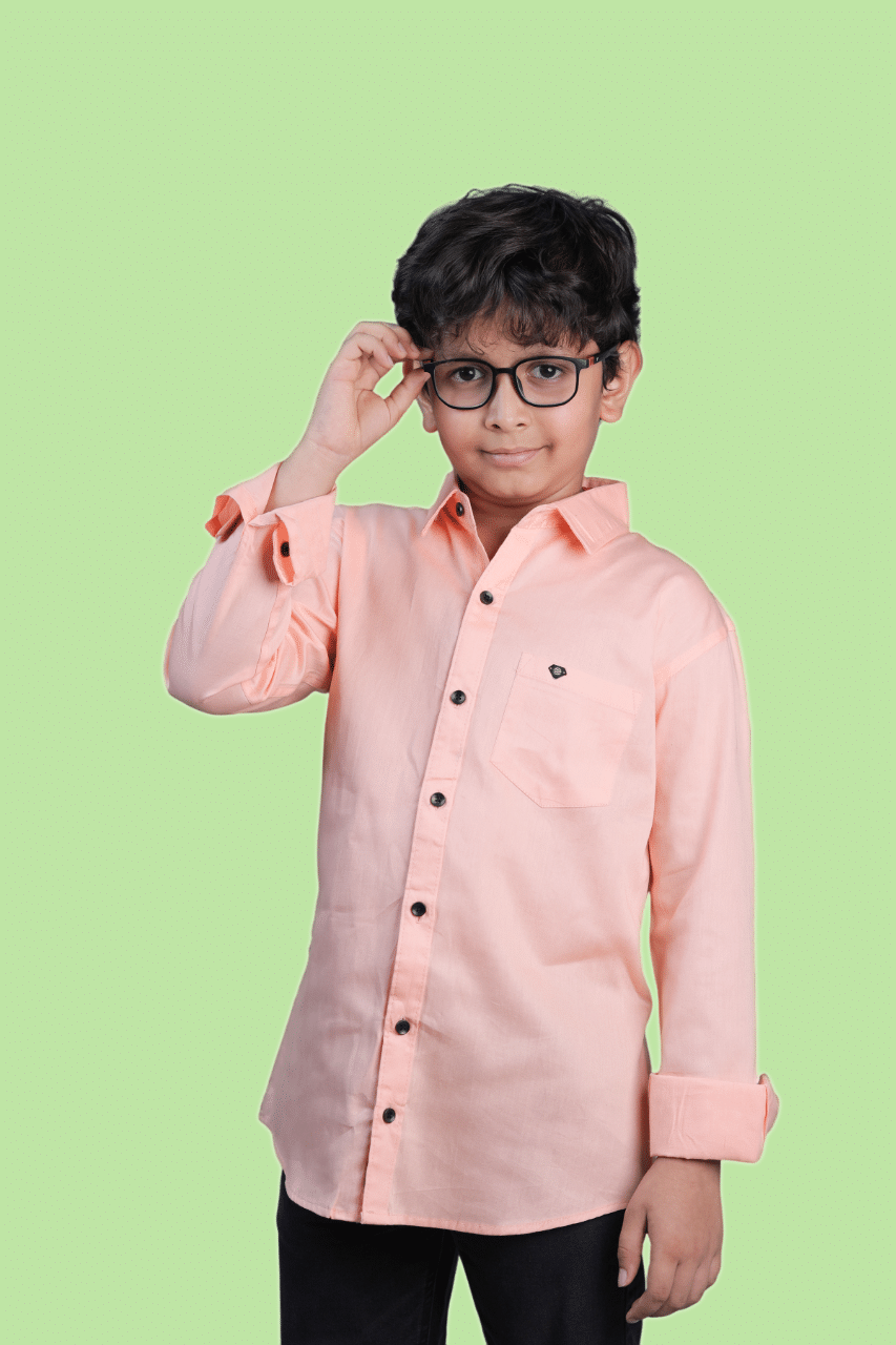     			JABAK CREATION Pack of 1 Boys Cotton Blend Full Sleeves Shirt ( Peach )