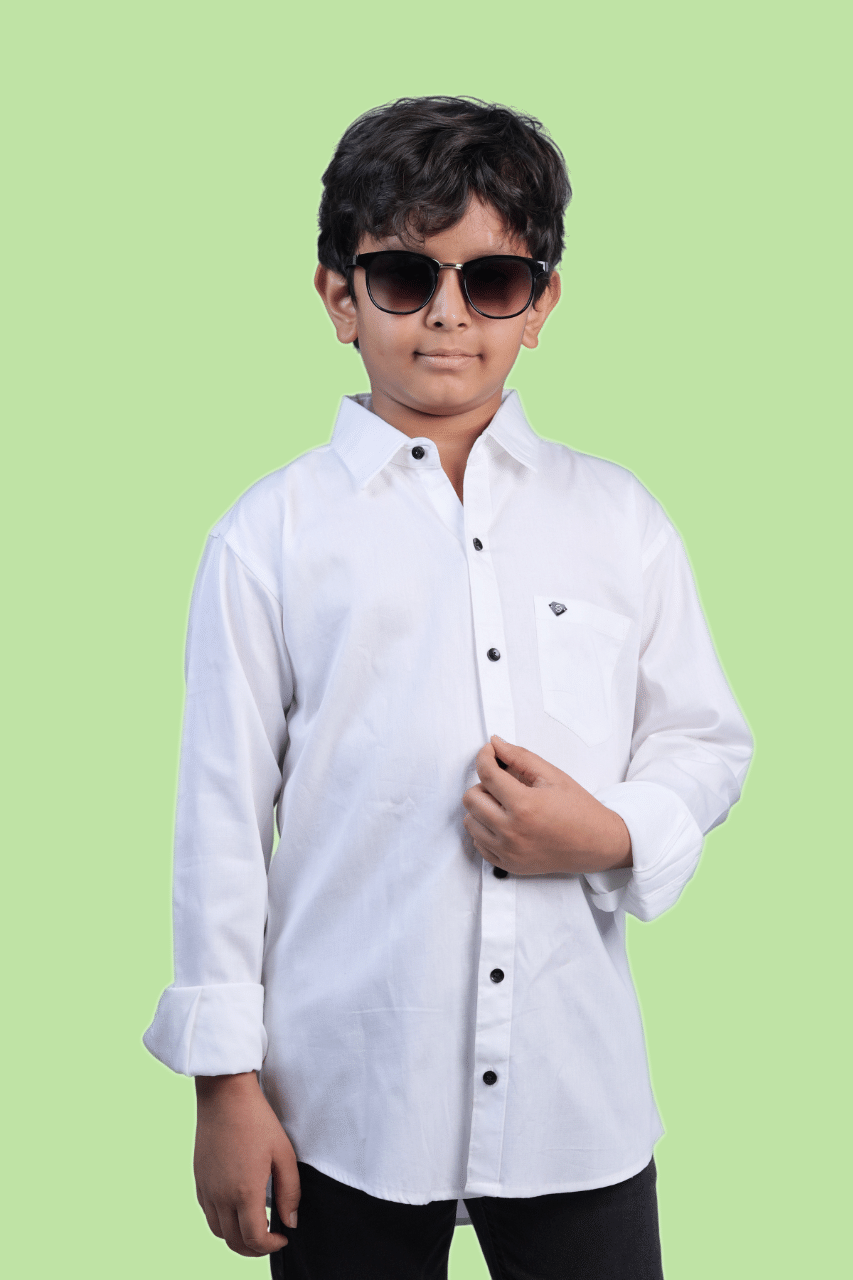 JABAK CREATION Pack of 1 Boys Cotton Blend Full Sleeves Shirt ( White ) JABAK CREATION Pack of 1 Boys Cotton Blend Full Sleeves Shirt ( White )