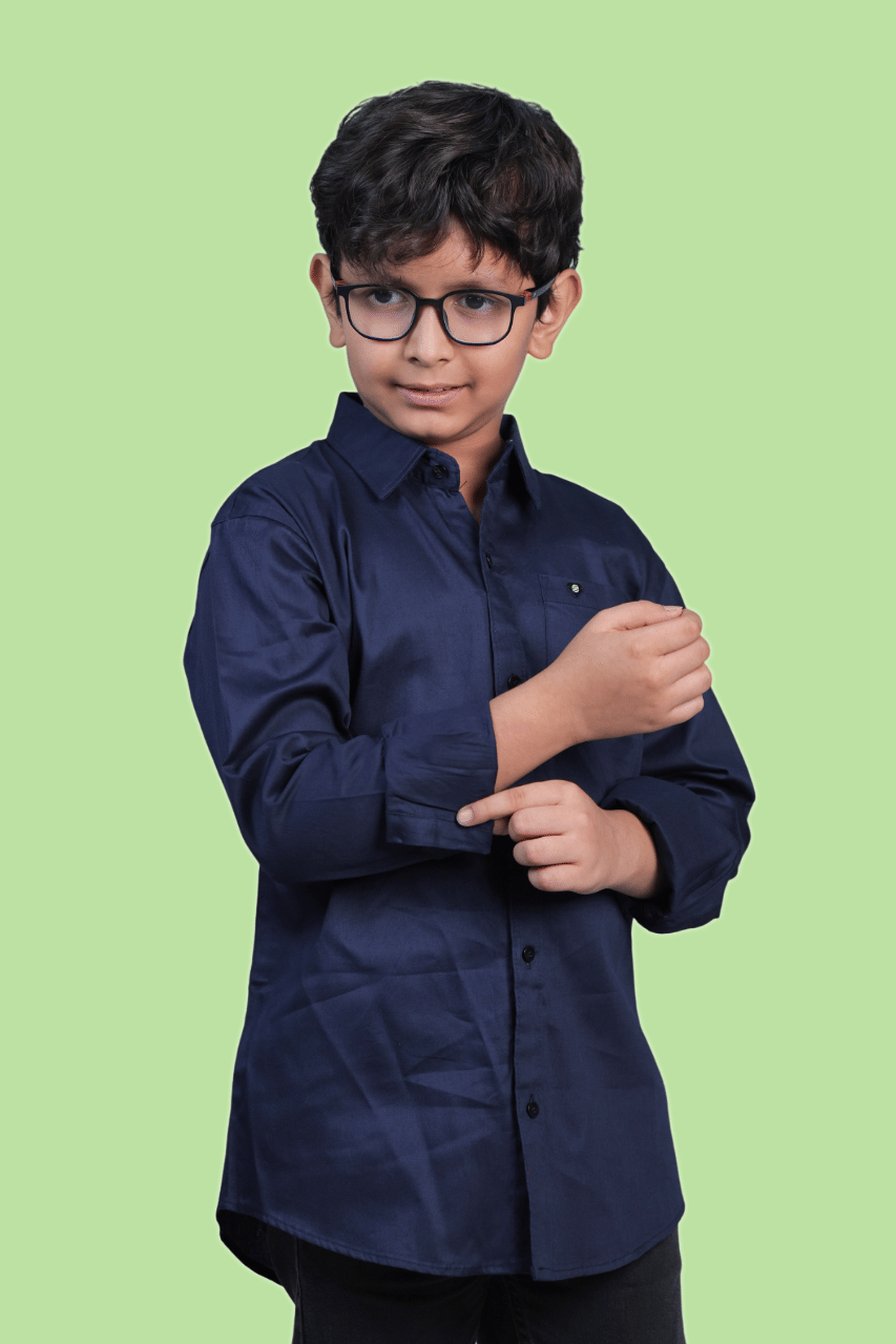     			JABAK CREATION Pack of 1 Boys Cotton Blend Full Sleeves Shirt ( Navy Blue )