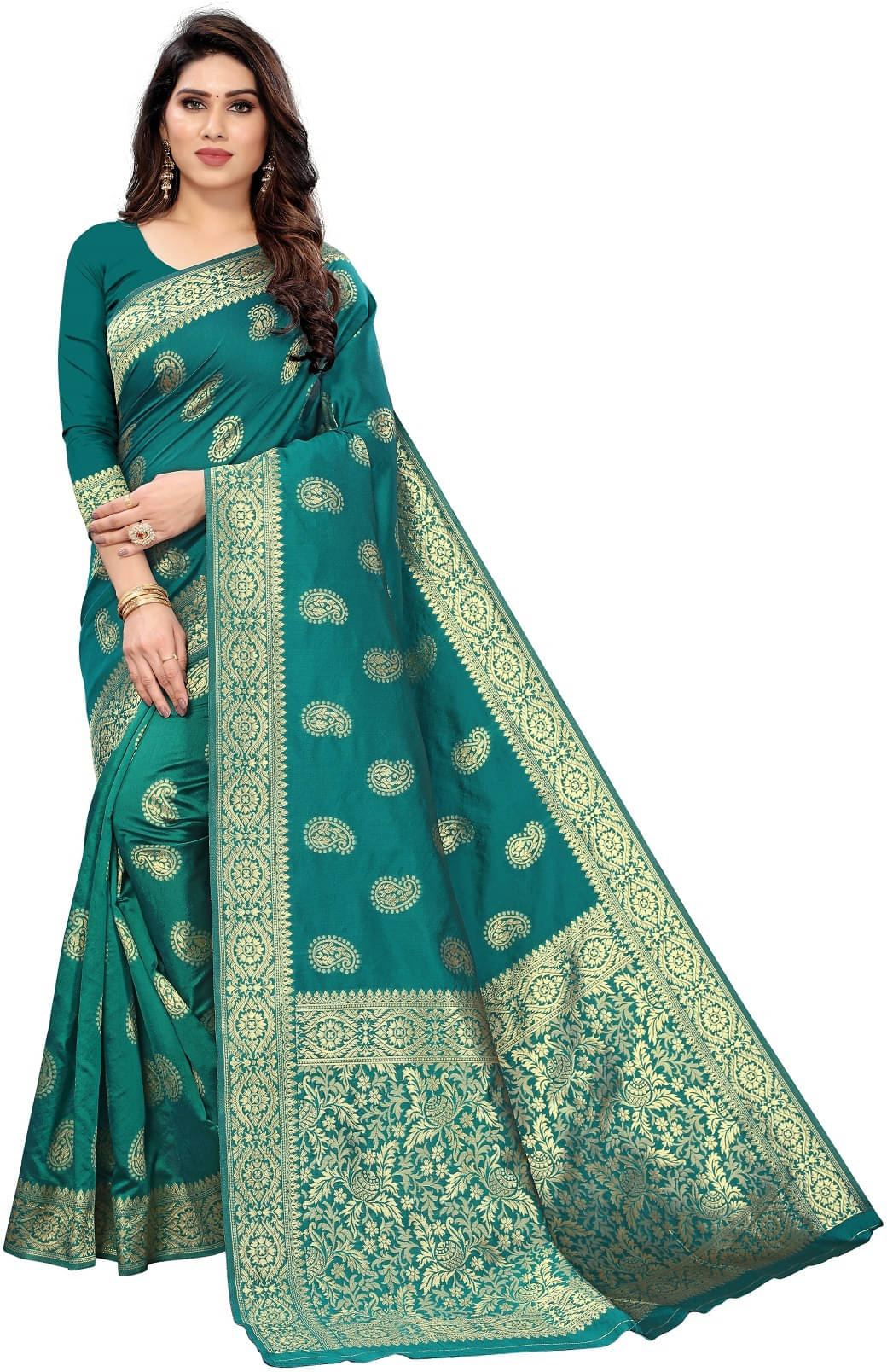 Kevami Fashion Silk Blend Woven Kanjeevaram Sarees With Unstitched Blouse Piece ( Light Green ) Kevami Fashion Silk Blend Woven Kanjeevaram Sarees With Unstitched Blouse Piece ( Light Green )