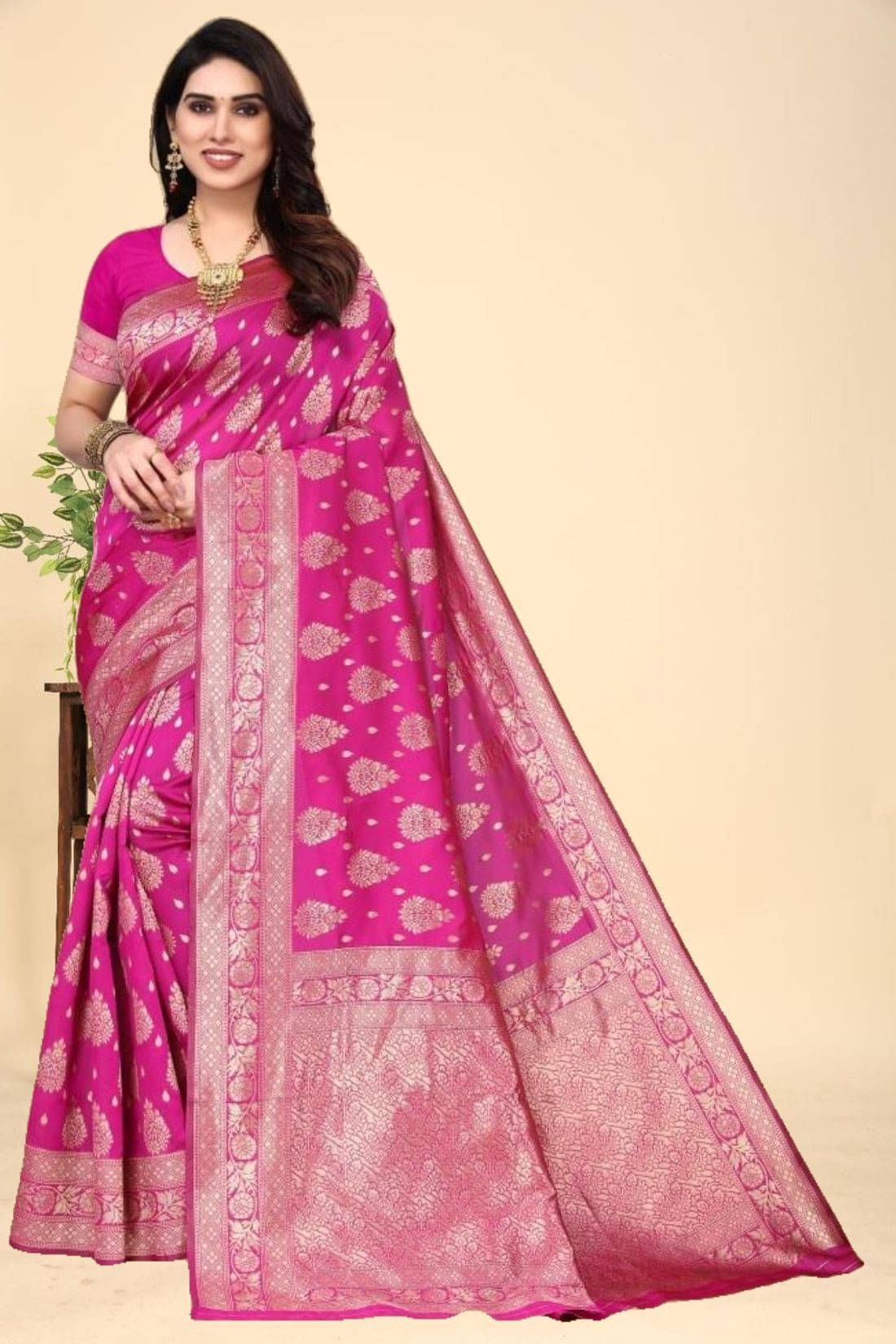 Kevami Fashion Silk Woven Banarasi saree With Unstitched Blouse Piece ( Pink ) Kevami Fashion Silk Woven Banarasi saree With Unstitched Blouse Piece ( Pink )