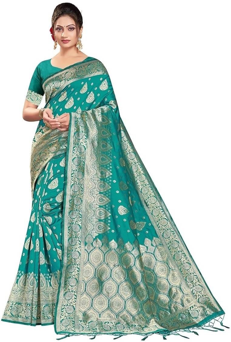 Kevami Fashion Silk Woven Banarasi saree With Unstitched Blouse Piece ( Light Green ) Kevami Fashion Silk Woven Banarasi saree With Unstitched Blouse Piece ( Light Green )