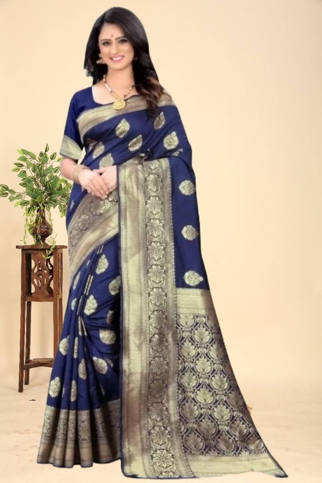 Kevami Fashion Silk Woven Kanjeevaram Sarees With Unstitched Blouse Piece ( Blue ) Kevami Fashion Silk Woven Kanjeevaram Sarees With Unstitched Blouse Piece ( Blue )