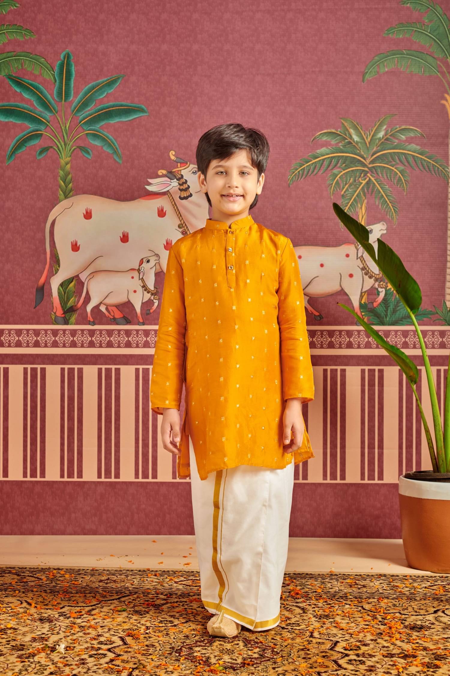 MASTARANG Boys Silk Solid Pattern Kurta ( Yellow , Pack of 1 ) MASTARANG Boys Silk Solid Pattern Kurta ( Yellow , Pack of 1 )