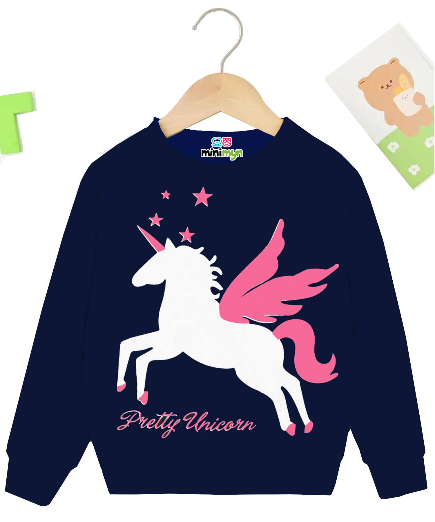     			MINI MYN Pack of 1 Girls Fleece Sweatshirt ( Navy Blue )