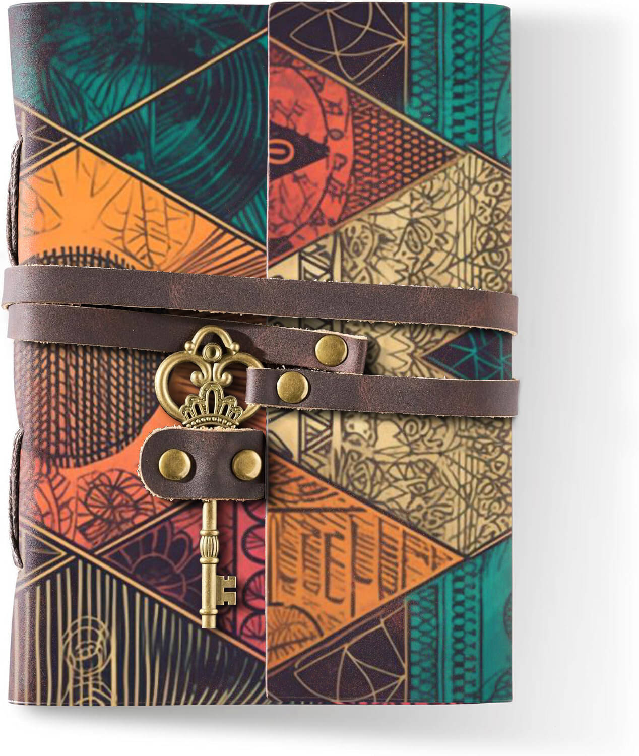 MR KRAFT Desigenr Leather journal with key lock pattern 5*7 inches 200 pages a010 A5 Journal Unruled 200 Pages (multicolor 10) MR KRAFT Desigenr Leather journal with key lock pattern 5*7 inches 200 pages a010 A5 Journal Unruled 200 Pages (multicolor 10)