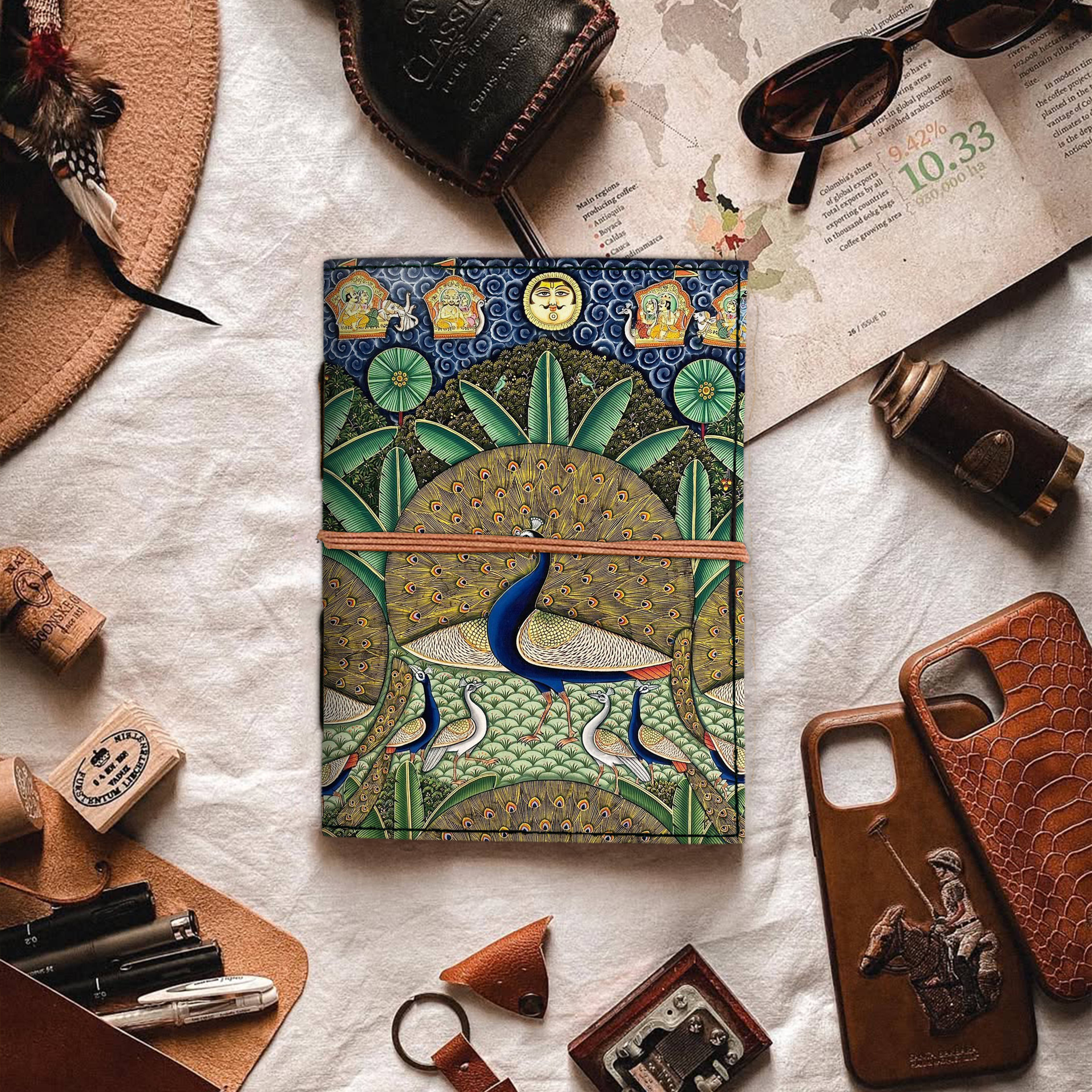     			MR KRAFT Designer printed leather journal with antique thread binding A5 Diary unruled 200 Pages (multicolor 05)