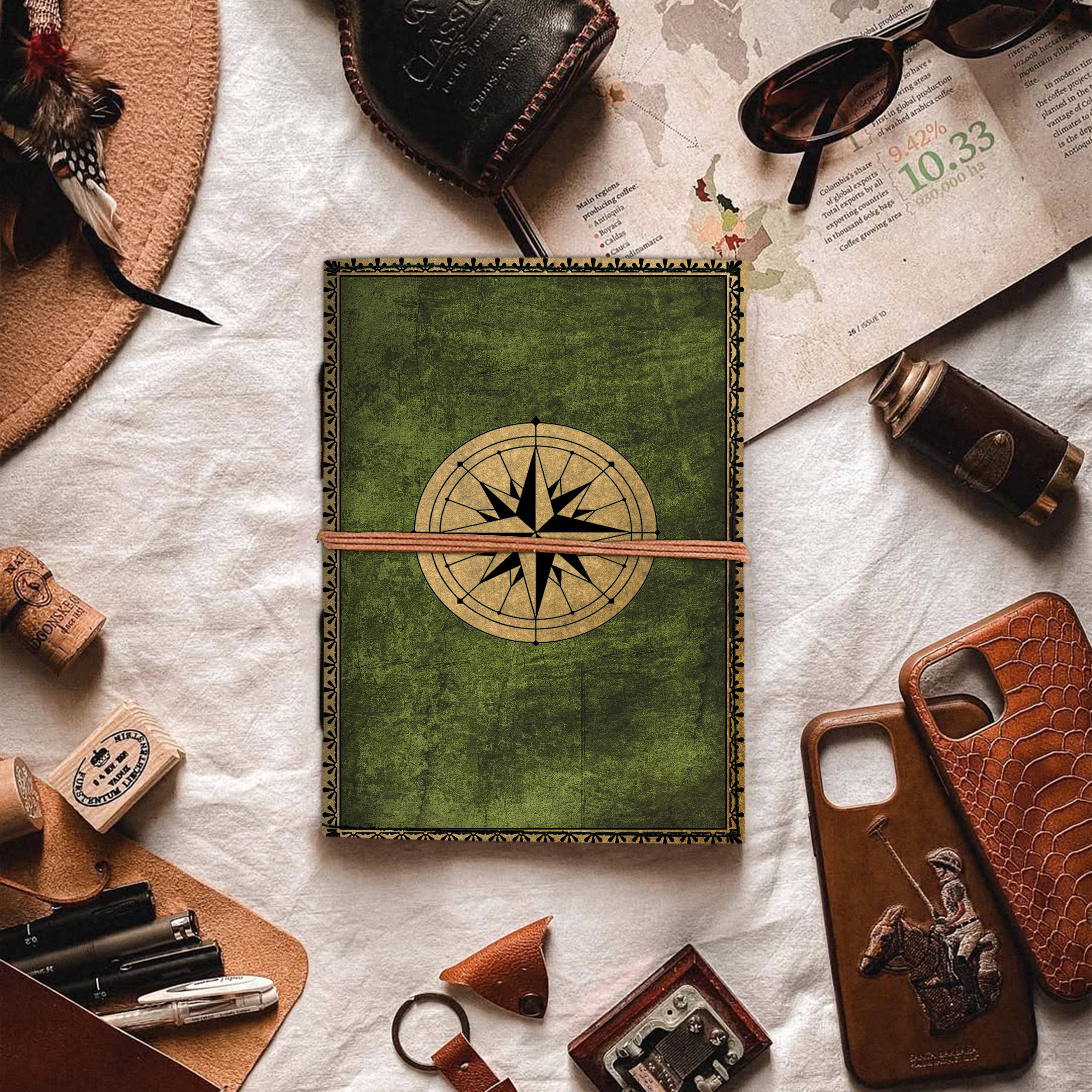     			MR KRAFT Designer printed leather journal with antique thread binding A5 Diary unruled 200 Pages (multicolor 19)