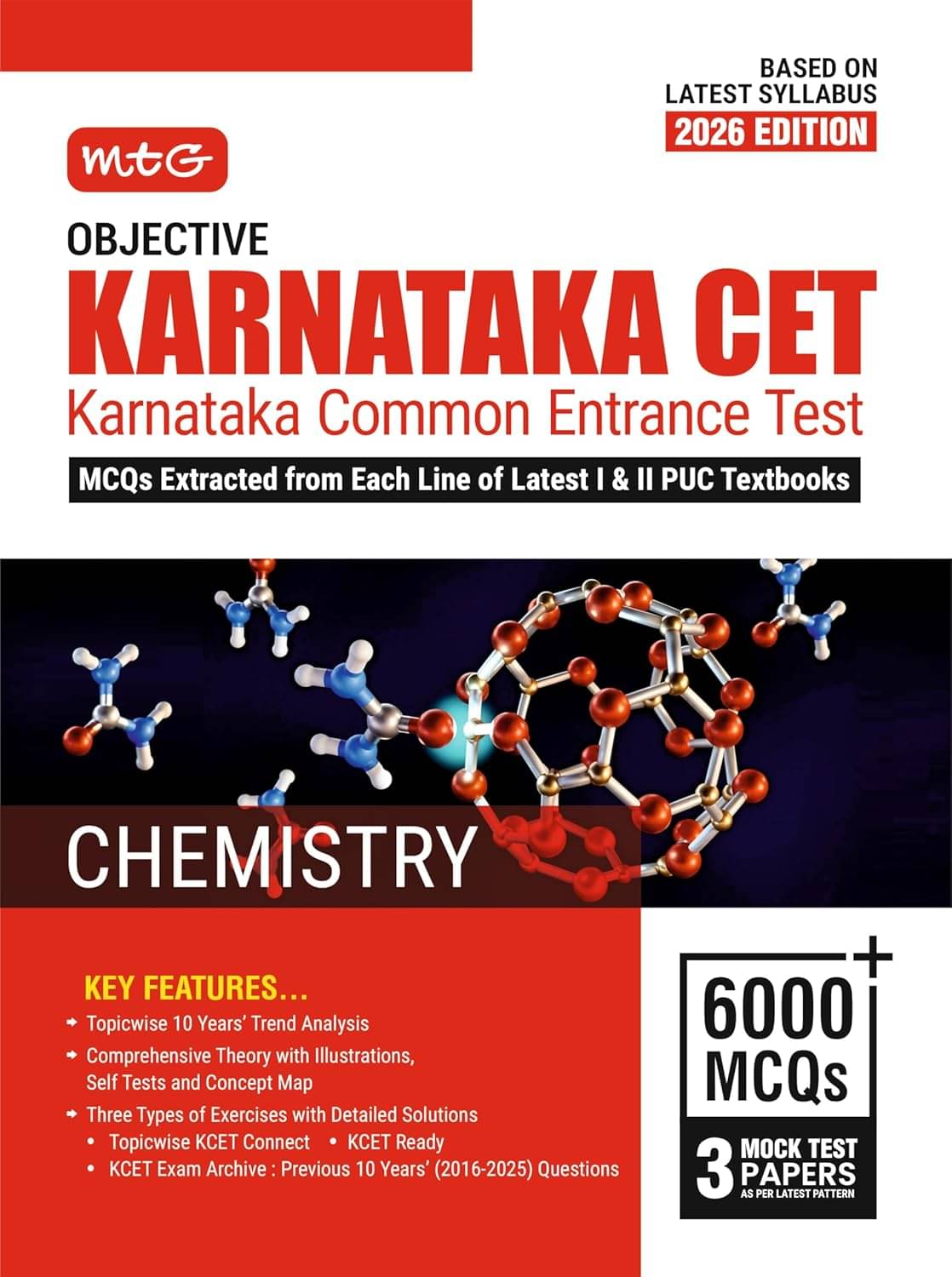 MTG Objective Karnataka CET (KCET) Chemistry Book For 2026 Exam | Topicwise Comprehensive Theory with Previous 10 Years Solved Question Papers & 6000+ MTG Objective Karnataka CET (KCET) Chemistry Book For 2026 Exam | Topicwise Comprehensive Theory with Previous 10 Years Solved Question Papers & 6000+