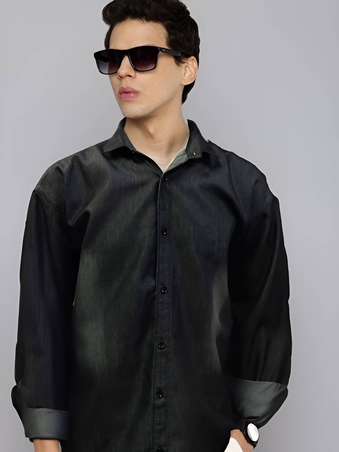 NEW-18 Denim Regular Fit Solids Full Sleeves Men's Casual Shirt - Black ( Pack of 1 ) NEW-18 Denim Regular Fit Solids Full Sleeves Men's Casual Shirt - Black ( Pack of 1 )