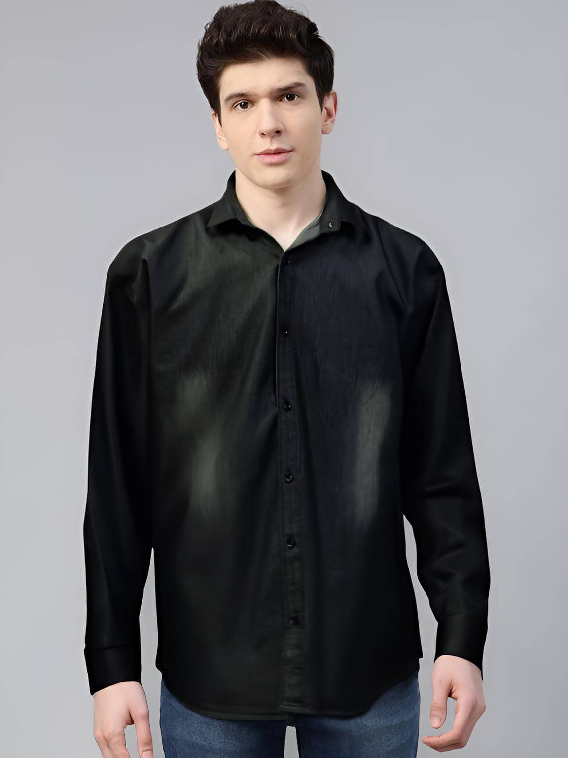 NEW-18 Denim Regular Fit Solids Full Sleeves Men's Casual Shirt - Black ( Pack of 1 ) NEW-18 Denim Regular Fit Solids Full Sleeves Men's Casual Shirt - Black ( Pack of 1 )