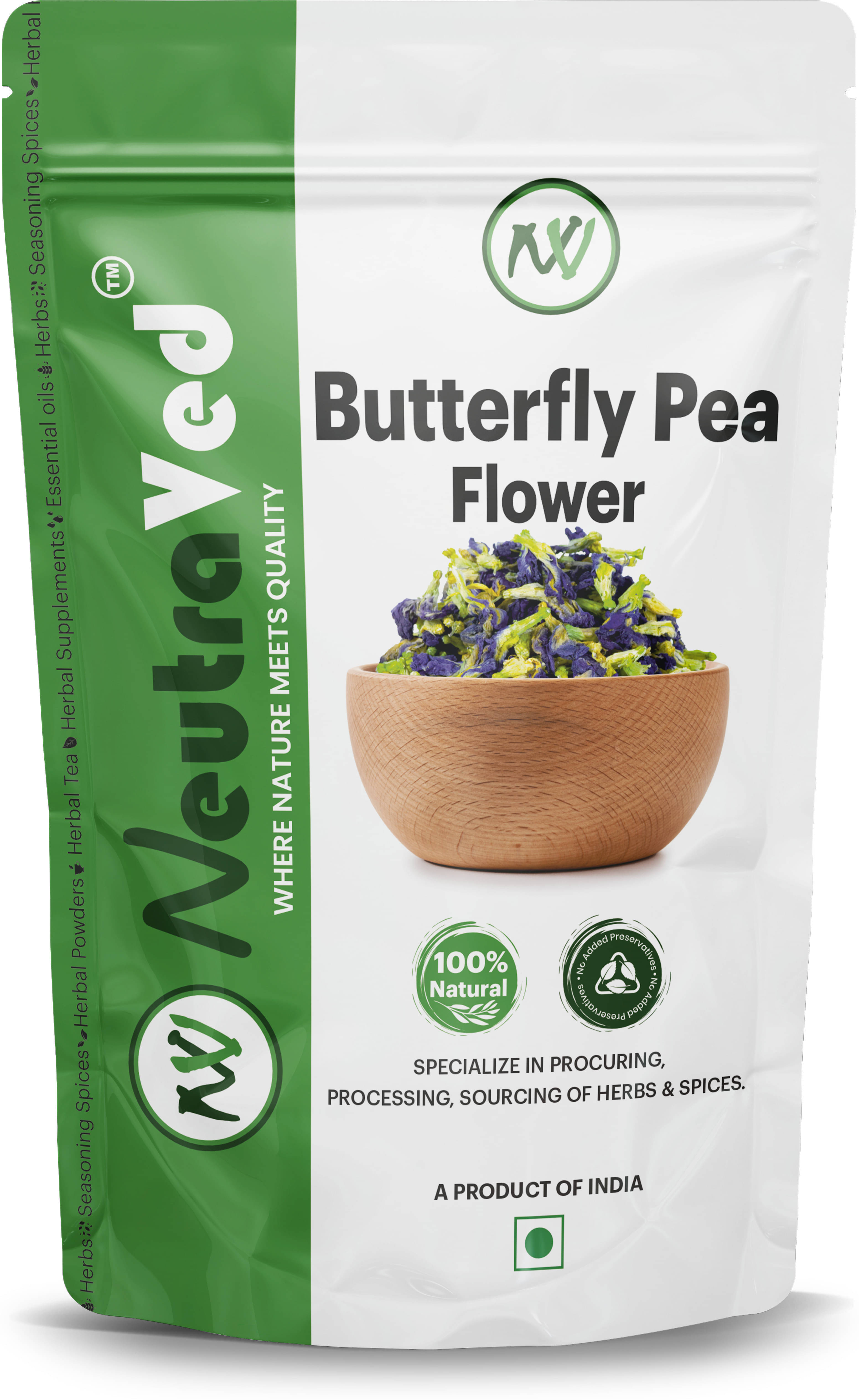 NeutraVed Dried Butterfly Pea Flower Tea Loose Leaf 100 gm     			NeutraVed Dried Butterfly Pea Flower Tea Loose Leaf 100 gm