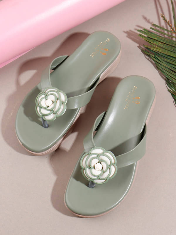     			PLANET WALK Green Women's Slip On Heels