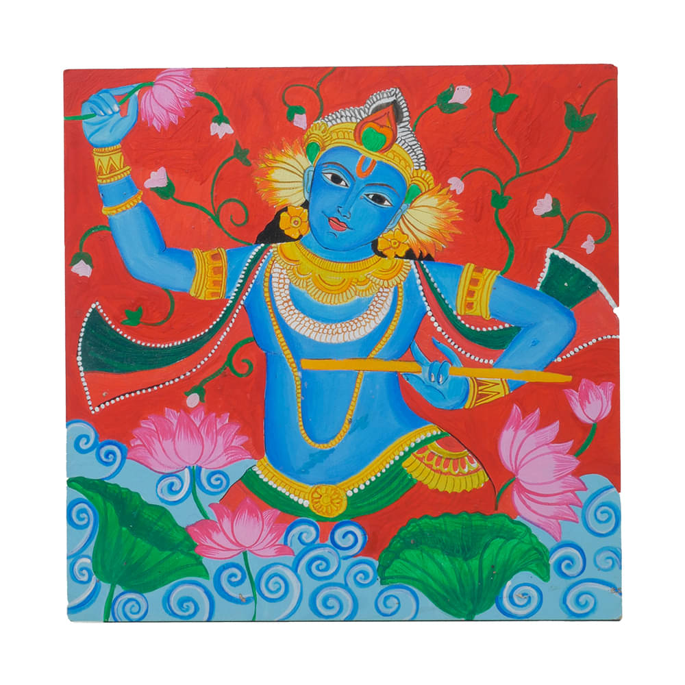Penkraft Jai Shri Krishna - Exclusively hand-painted traditional Kerala Mural art form Penkraft Jai Shri Krishna - Exclusively hand-painted traditional Kerala Mural art form