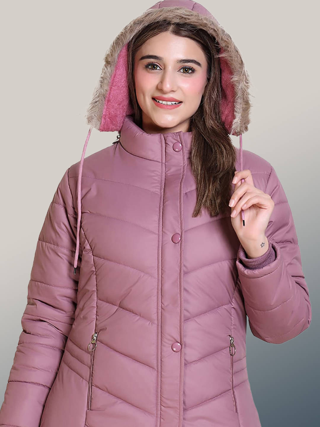     			RIGHT DECISION - Nylon Peach Hooded Jackets
