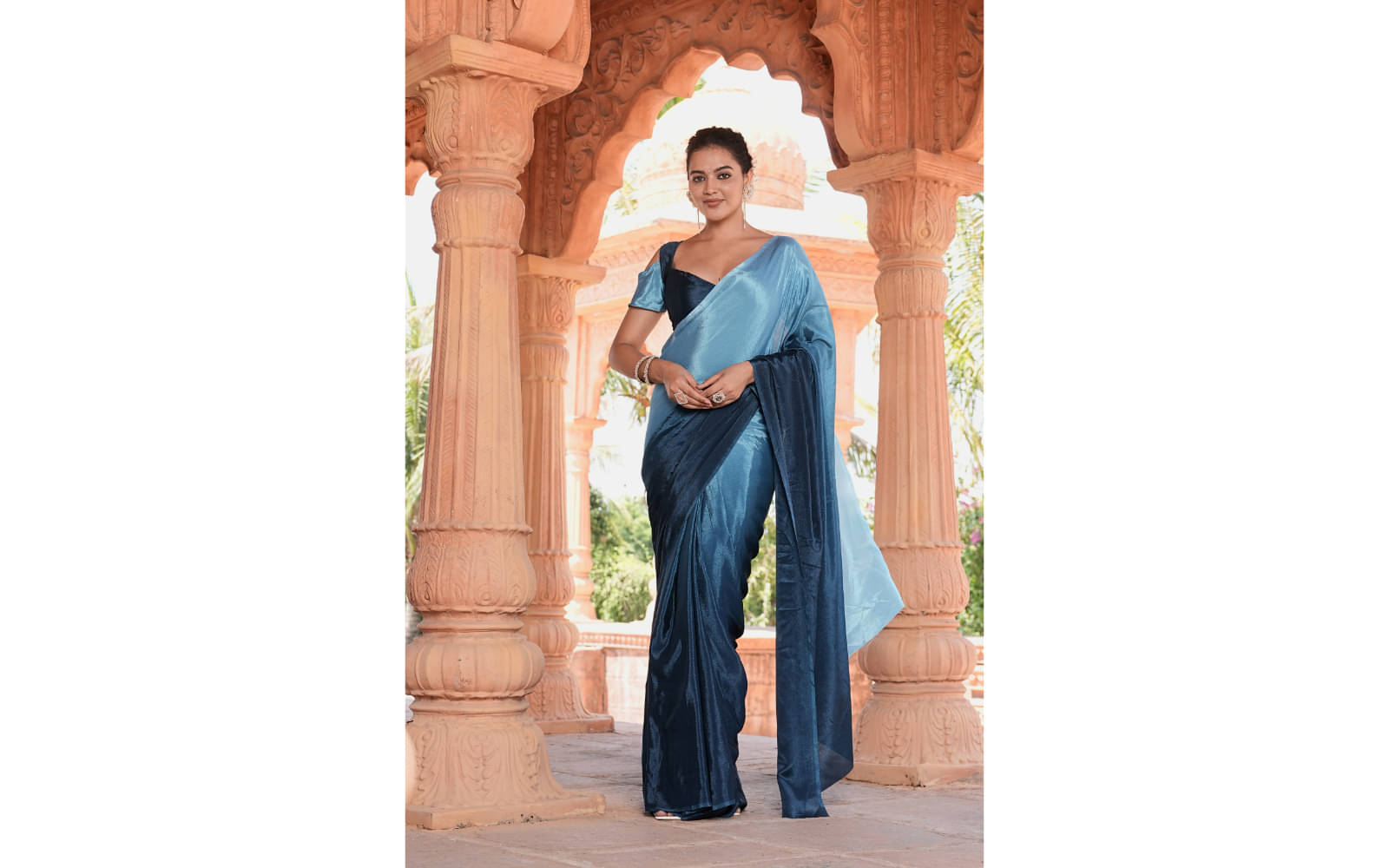     			Sanwariya Silks Silk Blend Embellished Maheshwari Saree With Unstitched Blouse Piece ( Rama )