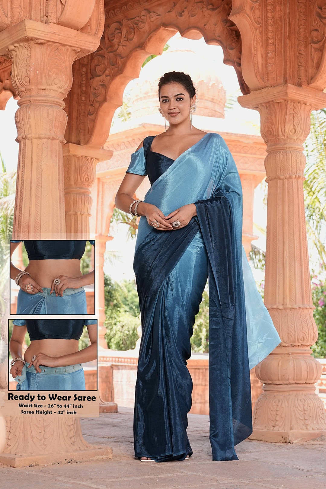 Sitanjali Lifestyle Silk Blend Striped Maheshwari Saree With Unstitched Blouse Piece ( Rama )     			Sitanjali Lifestyle Silk Blend Striped Maheshwari Saree With Unstitched Blouse Piece ( Rama )