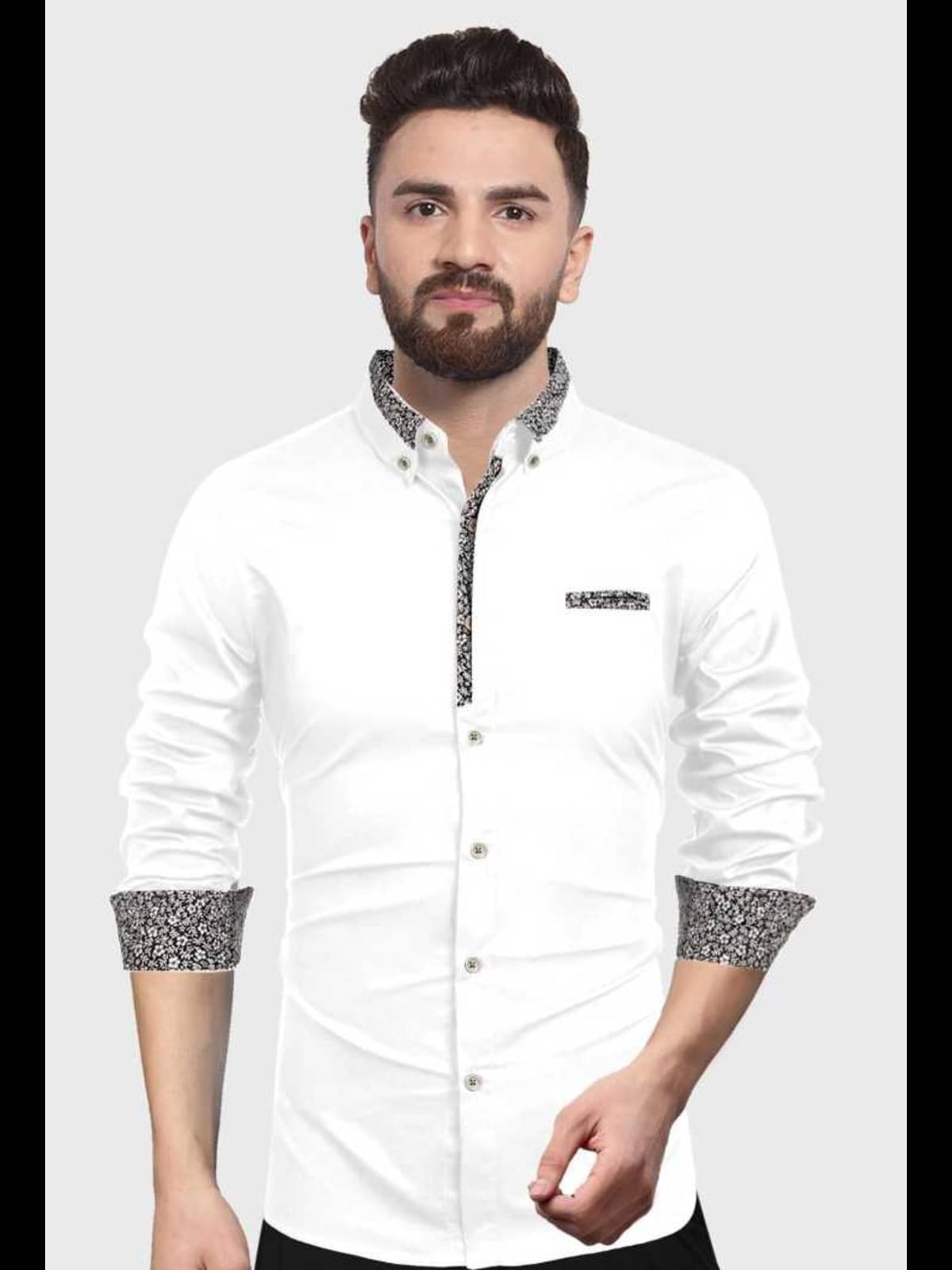     			Sky Global Polyester Regular Fit Solids Full Sleeves Men's Casual Shirt - White ( Pack of 1 )