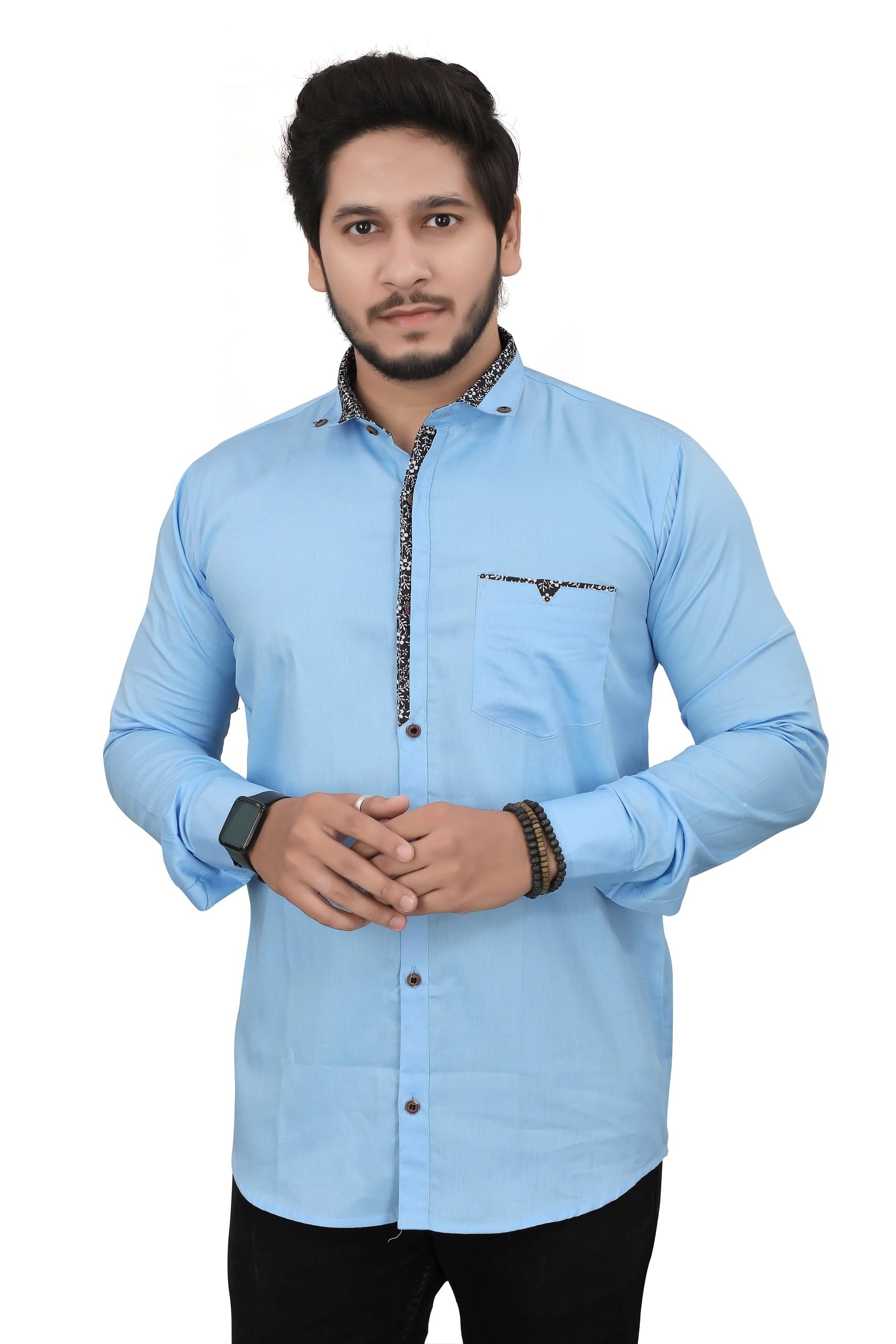 Sky Global Polyester Regular Fit Solids Full Sleeves Men's Casual Shirt - Light Blue ( Pack of 1 ) Sky Global Polyester Regular Fit Solids Full Sleeves Men's Casual Shirt - Light Blue ( Pack of 1 )