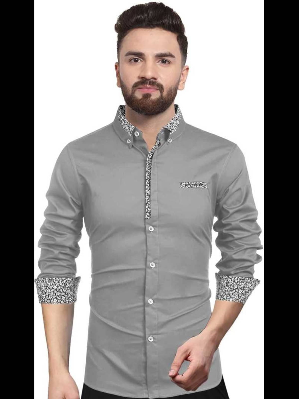     			Sky Global Polyester Regular Fit Solids Full Sleeves Men's Casual Shirt - Light Grey ( Pack of 1 )