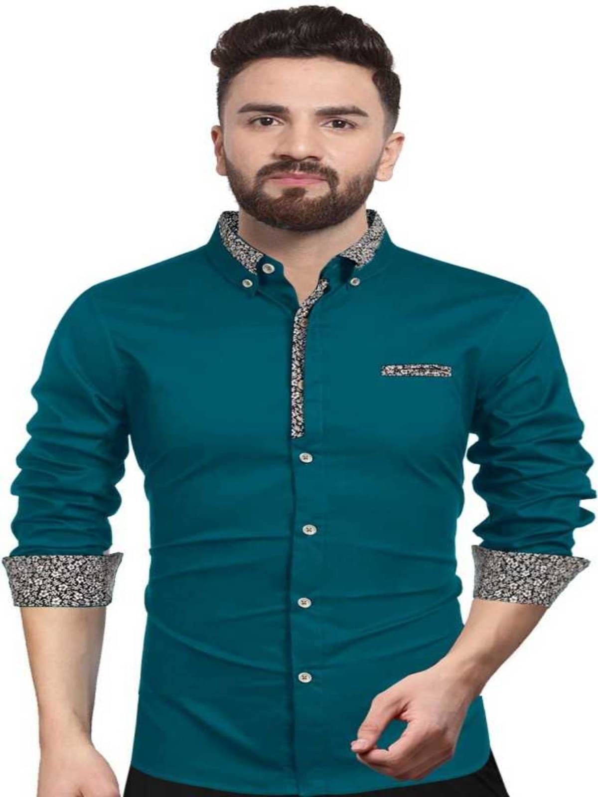 Sky Global Polyester Regular Fit Solids Full Sleeves Men's Casual Shirt - Turquoise ( Pack of 1 ) Sky Global Polyester Regular Fit Solids Full Sleeves Men's Casual Shirt - Turquoise ( Pack of 1 )