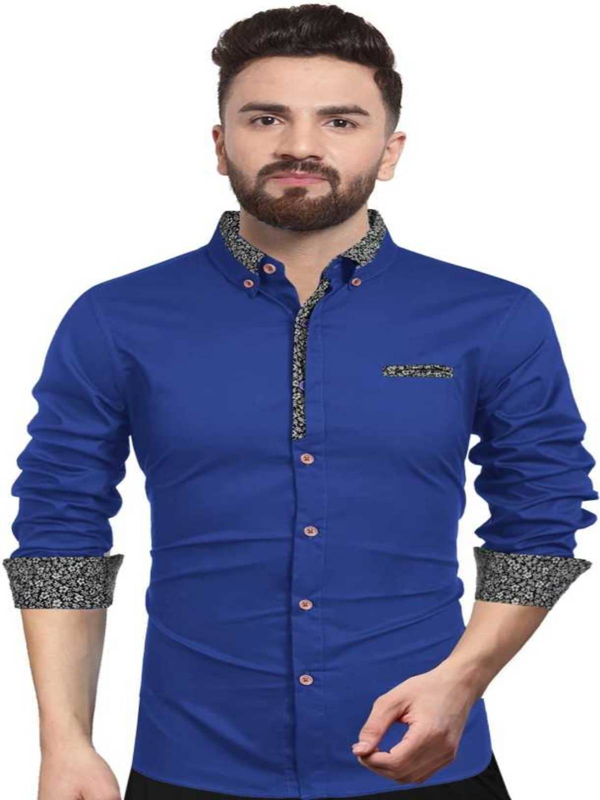 Sky Global Polyester Regular Fit Solids Full Sleeves Men's Casual Shirt - Blue ( Pack of 1 ) Sky Global Polyester Regular Fit Solids Full Sleeves Men's Casual Shirt - Blue ( Pack of 1 )