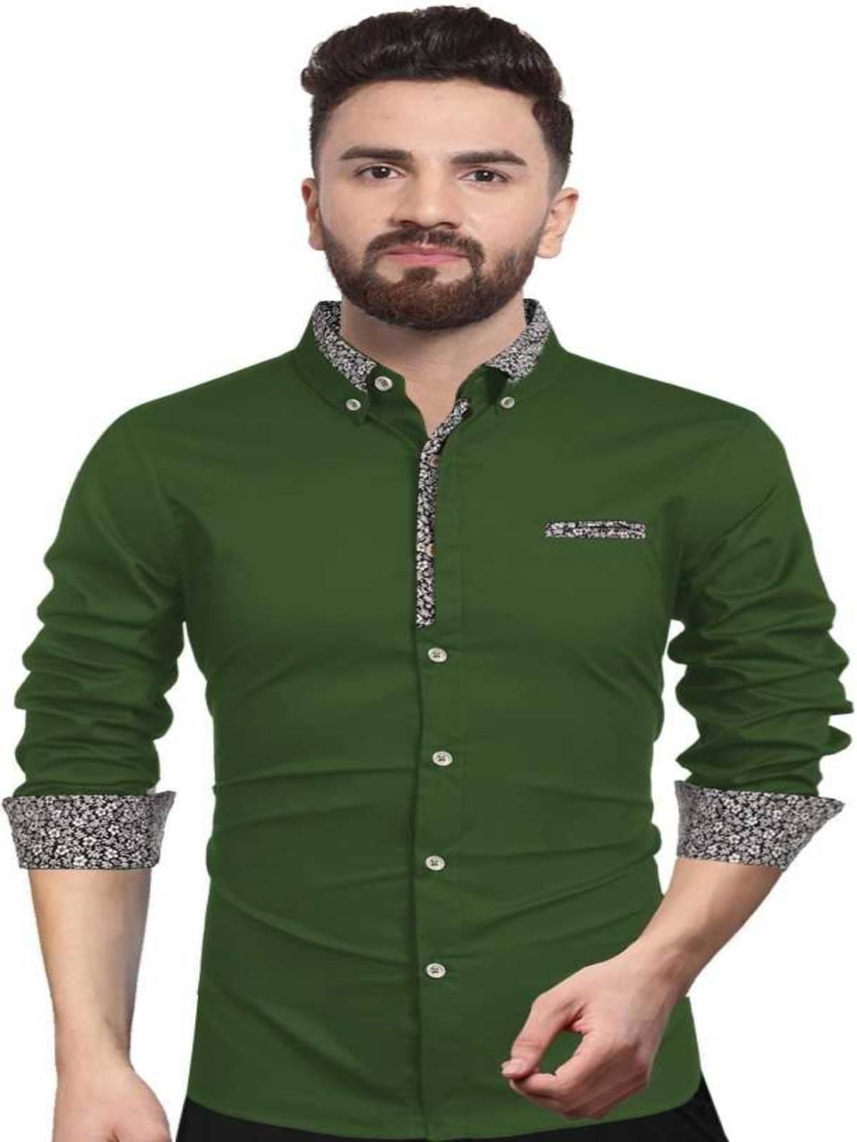 Sky Global Polyester Regular Fit Solids Full Sleeves Men's Casual Shirt - Dark Green ( Pack of 1 ) Sky Global Polyester Regular Fit Solids Full Sleeves Men's Casual Shirt - Dark Green ( Pack of 1 )