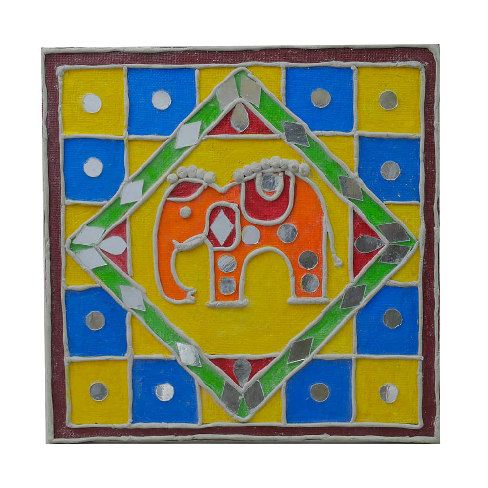     			Unique hand-painted Lippan Art on Canvas by Penkraft