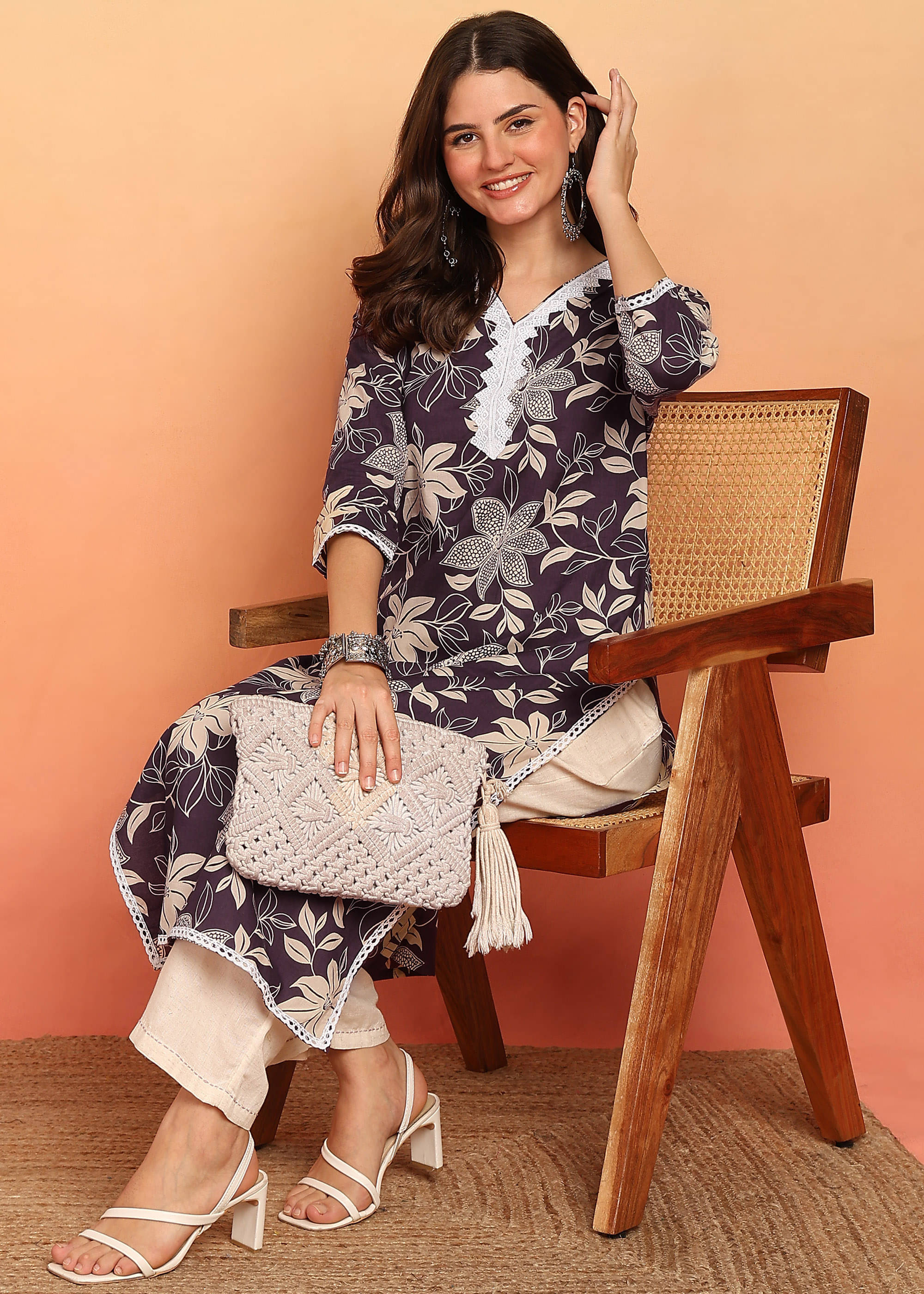 Vbuyz Women Cotton Printed Straight Kurti ( Purple ) Vbuyz Women Cotton Printed Straight Kurti ( Purple )
