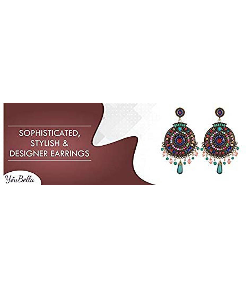 YOUBELLA Multi Color Danglers Earrings ( Pack of 1 )