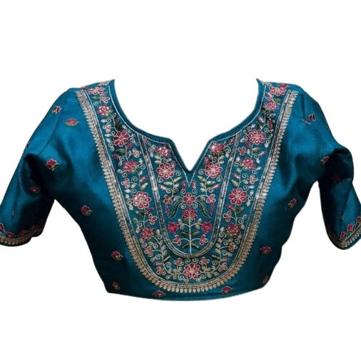 fancynine Indigo Readymade with Pad Silk Women's Blouse ( Pack of 1 ) fancynine Indigo Readymade with Pad Silk Women's Blouse ( Pack of 1 )