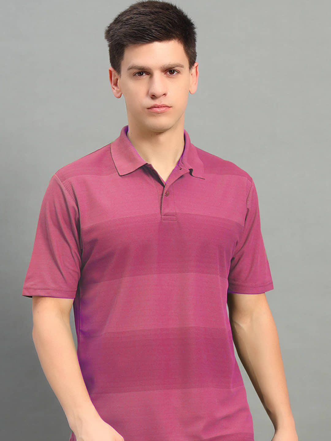 renuovo Pack of 1 Cotton Blend Regular Fit Striped Half Sleeves Men's Polo T Shirt ( Green )