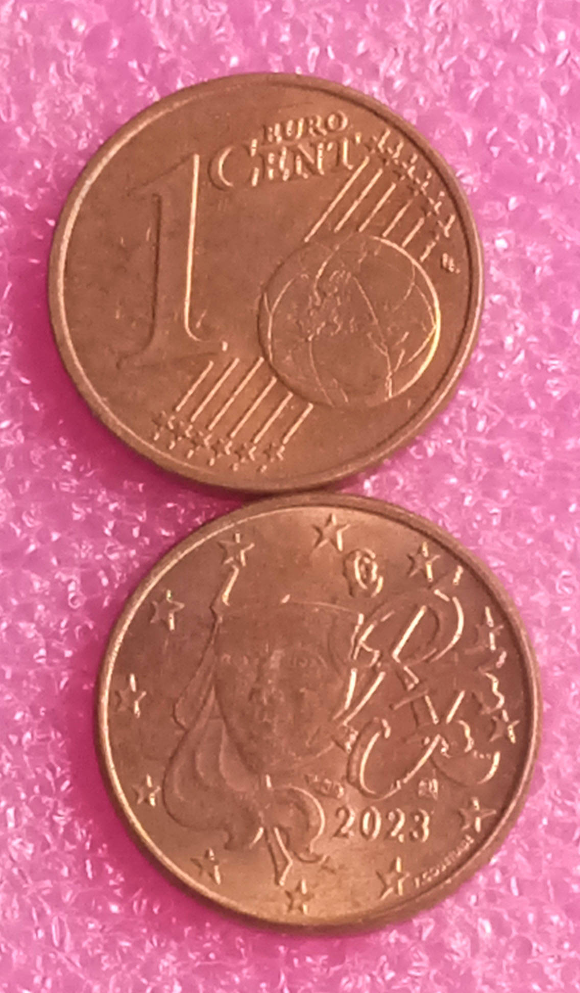     			( 10 COINS LOT ) FRANCE - 1 CENT EURO - UNC / AUNC CONDITION