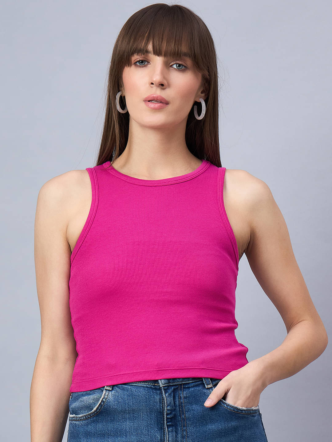 98 Degree North Women's Cotton Crop Top ( Pink ) 98 Degree North Women's Cotton Crop Top ( Pink )