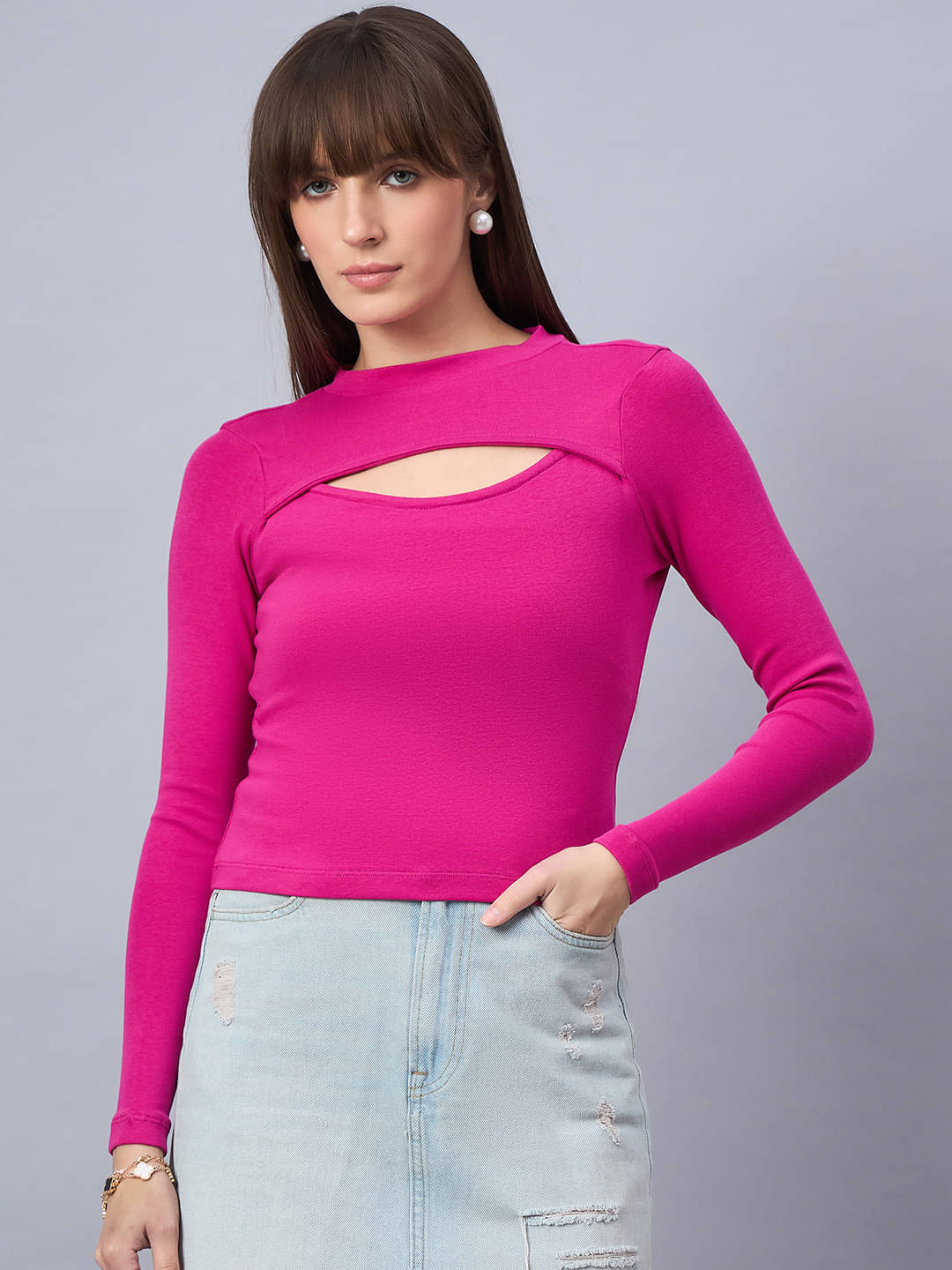     			98 Degree North Women's Cotton Regular Top ( Pink )